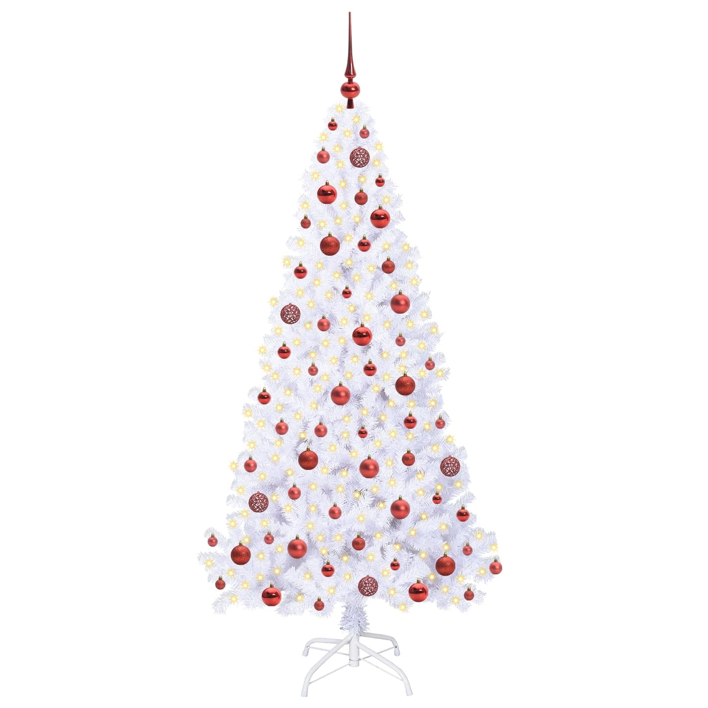 Mű karácsonyfa 300 LED-del állvánnyal Fehér 180 cm PVC és Acél