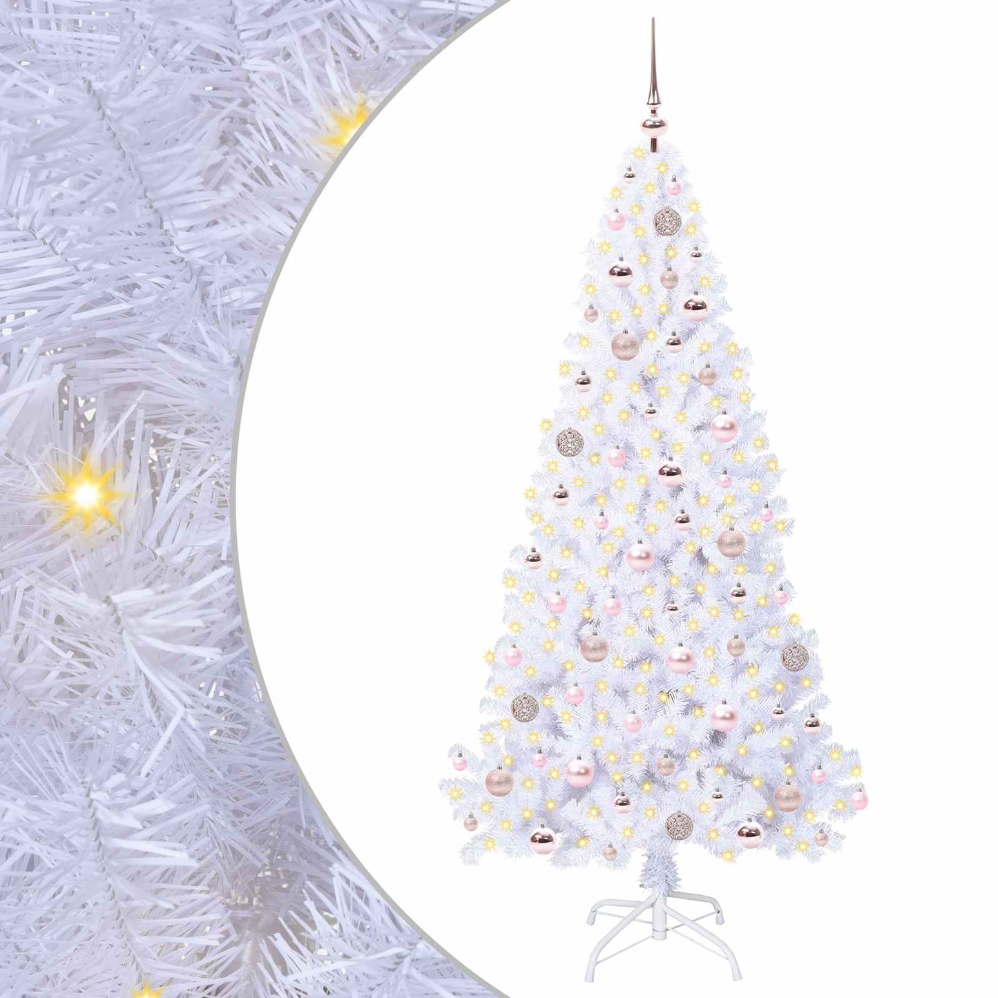 Mű karácsonyfa 300 LED-del állvánnyal Fehér 180 cm PVC és Acél