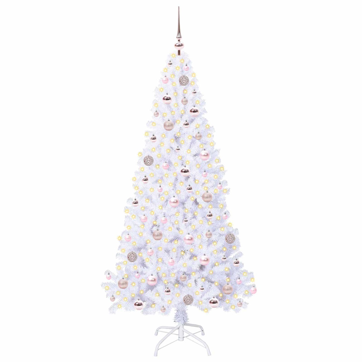 Mű karácsonyfa 300 LED-del állvánnyal Fehér 180 cm PVC és Acél