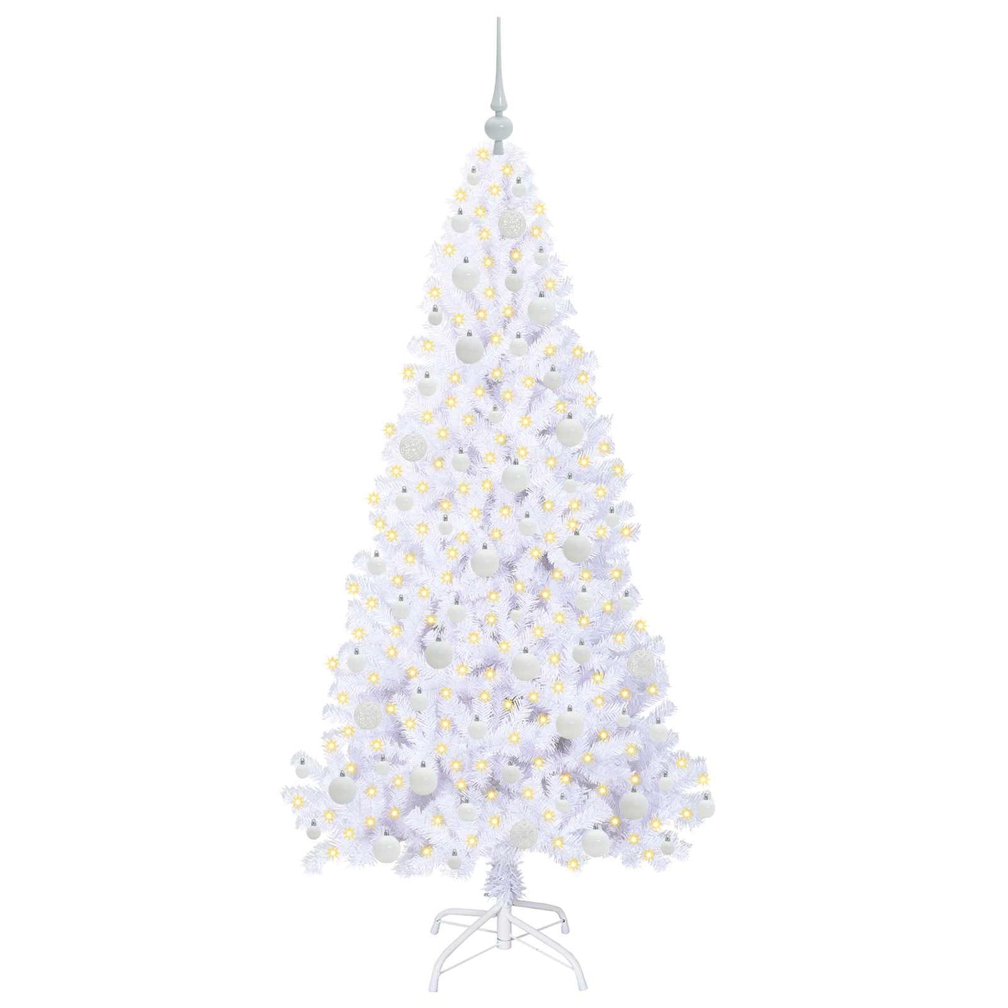 Mű karácsonyfa 300 LED-del állvánnyal Fehér 180 cm PVC és Acél