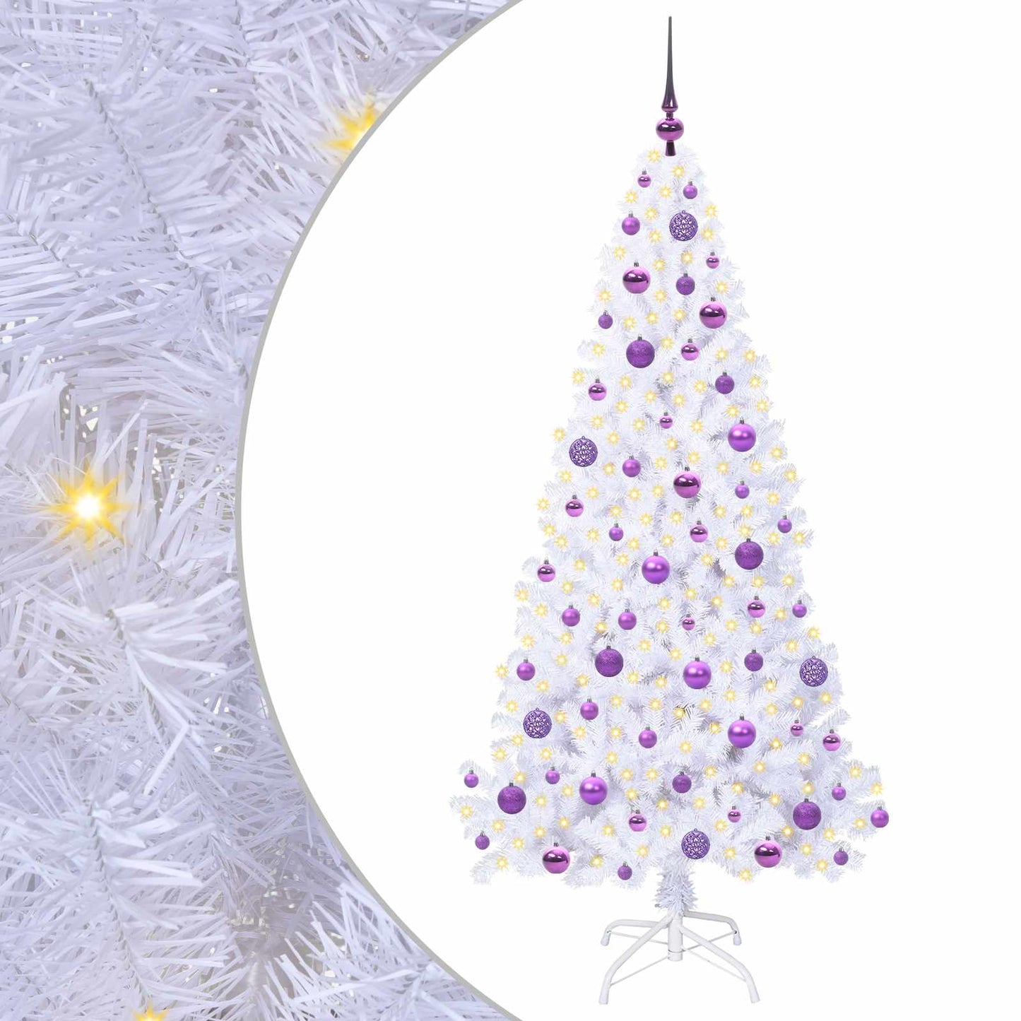 Mű karácsonyfa 300 LED-del állvánnyal Fehér 180 cm PVC és Acél
