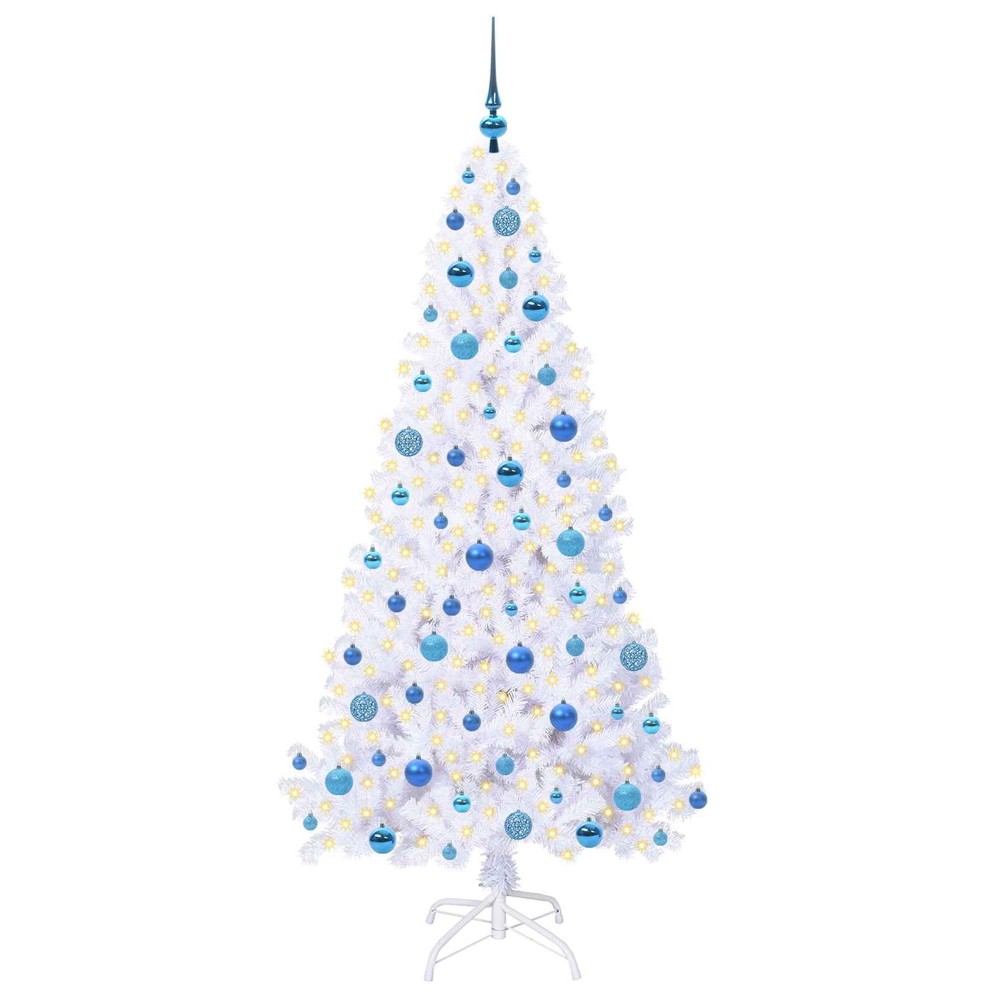Mű karácsonyfa 300 LED-del állvánnyal Fehér 180 cm PVC és Acél