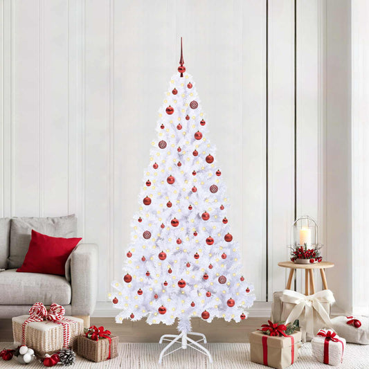 Mű karácsonyfa 300 LED-del állvánnyal Fehér 210 cm PVC és Acél