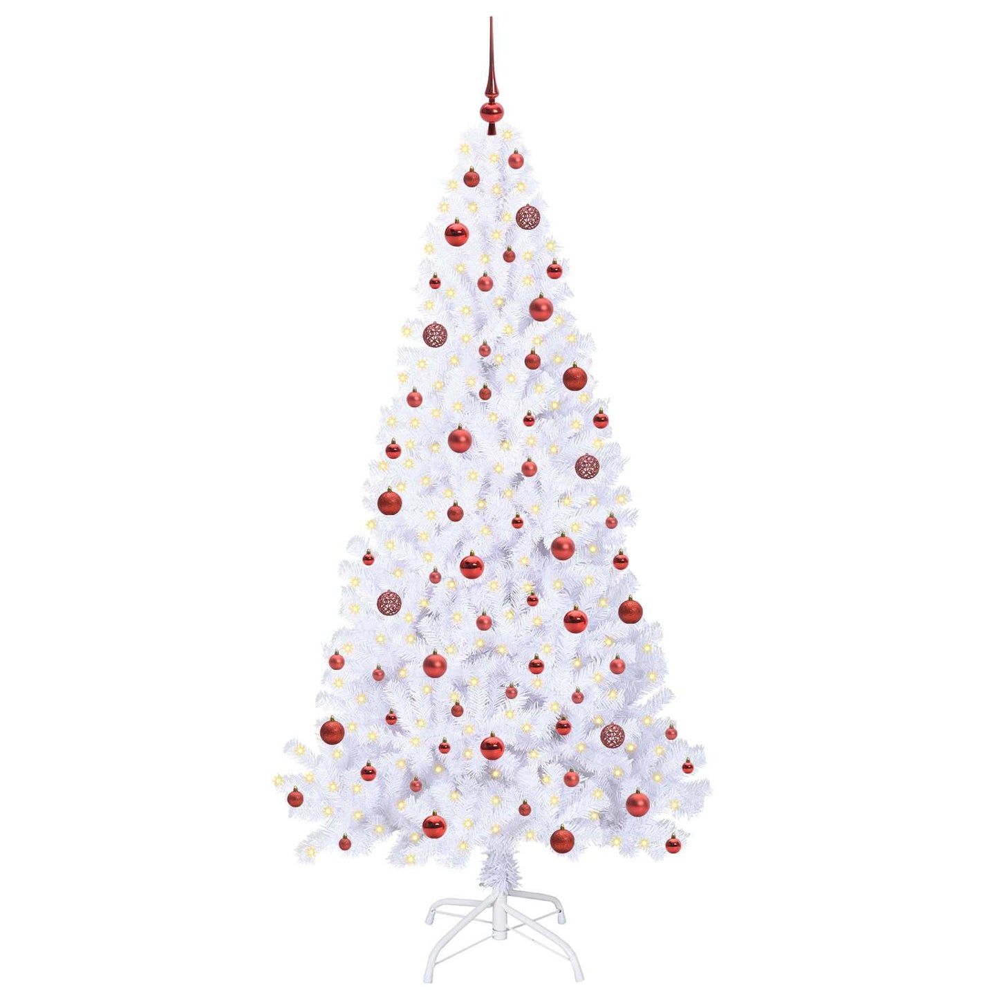 Mű karácsonyfa 300 LED-del állvánnyal Fehér 210 cm PVC és Acél