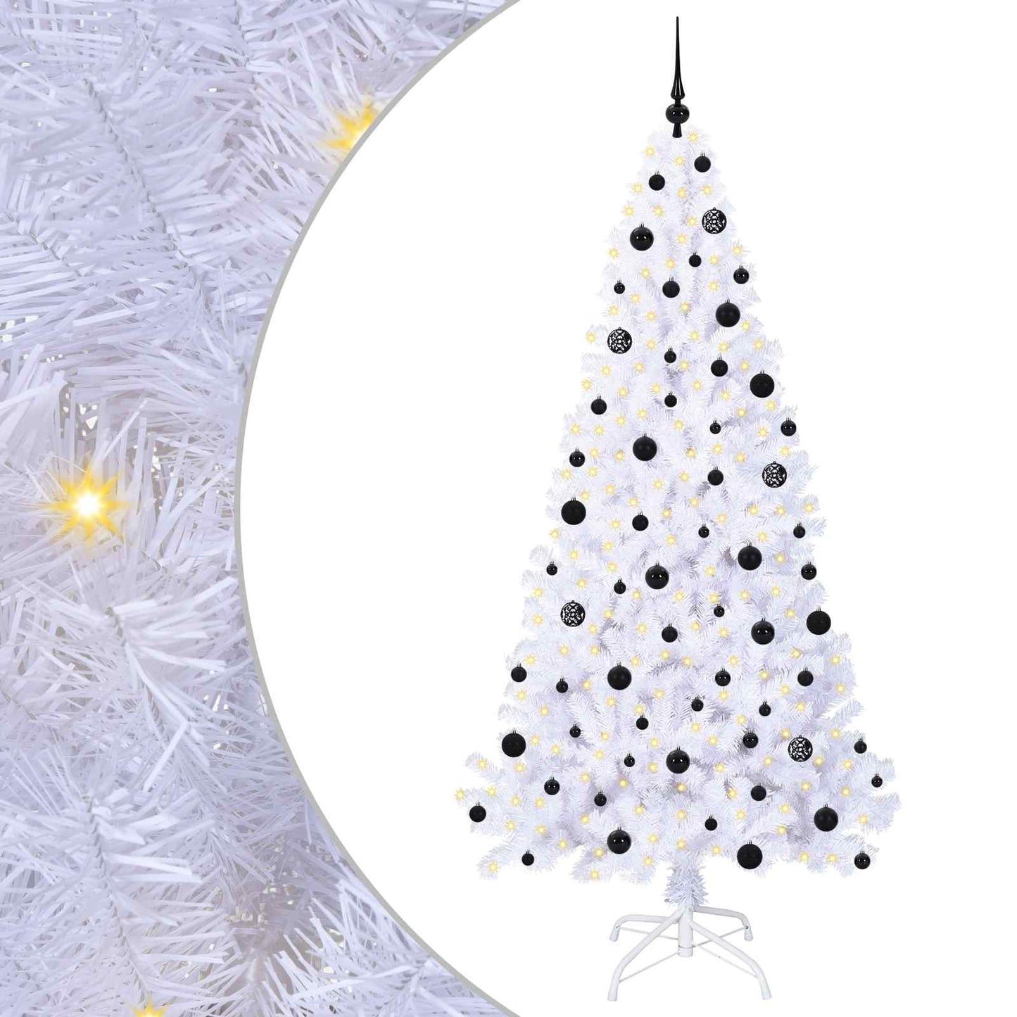 Mű karácsonyfa 300 LED-del állvánnyal Fehér 210 cm PVC és Acél