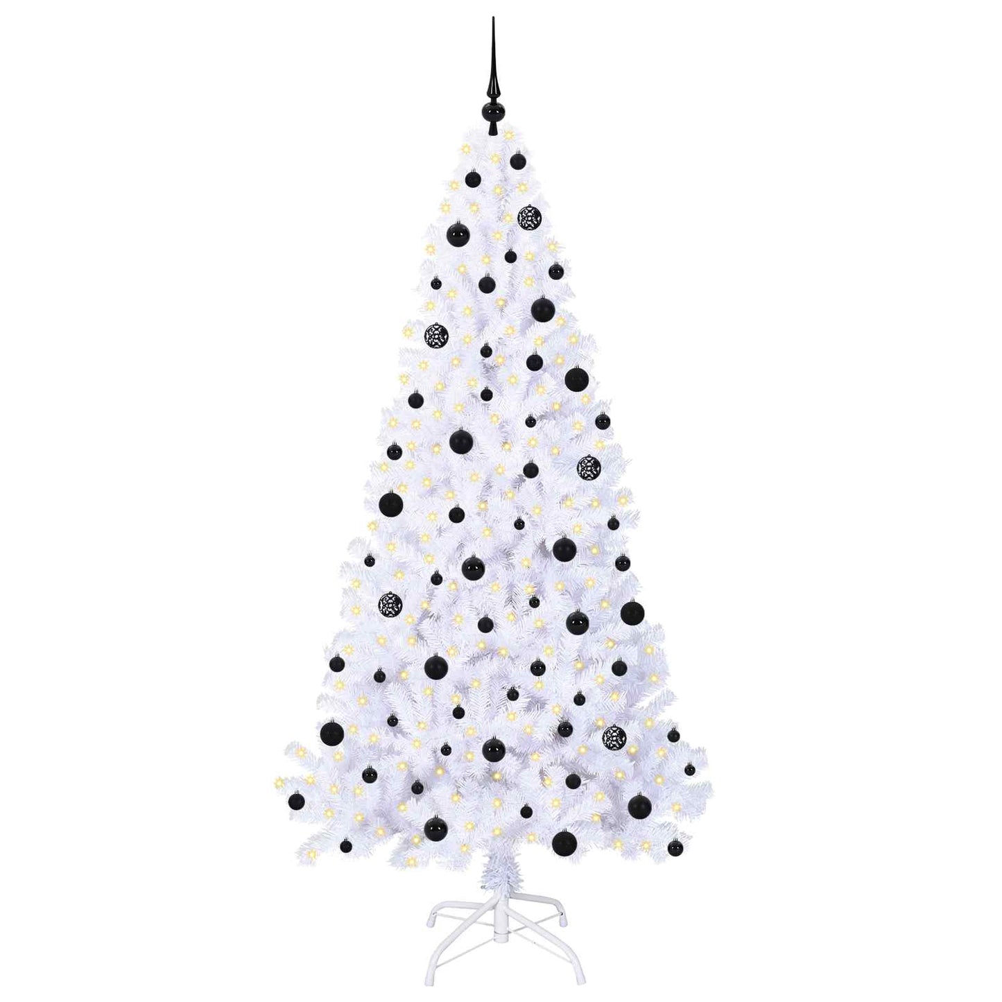 Mű karácsonyfa 300 LED-del állvánnyal Fehér 210 cm PVC és Acél