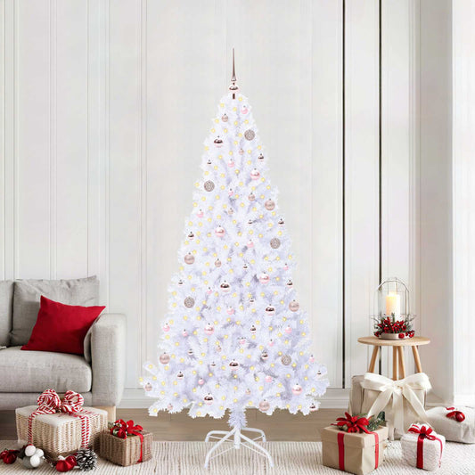 Mű karácsonyfa 300 LED-del állvánnyal Fehér 210 cm PVC és Acél