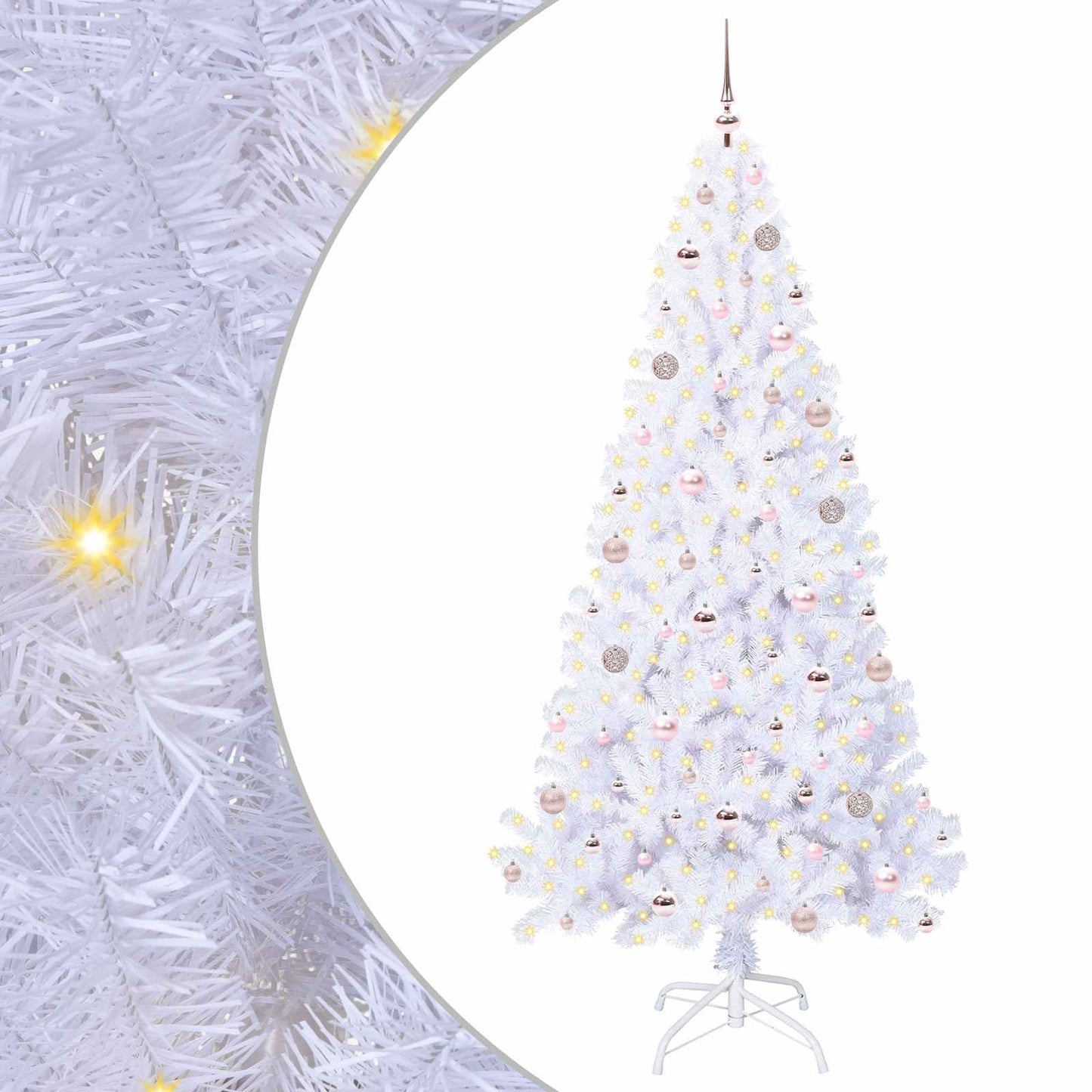 Mű karácsonyfa 300 LED-del állvánnyal Fehér 210 cm PVC és Acél