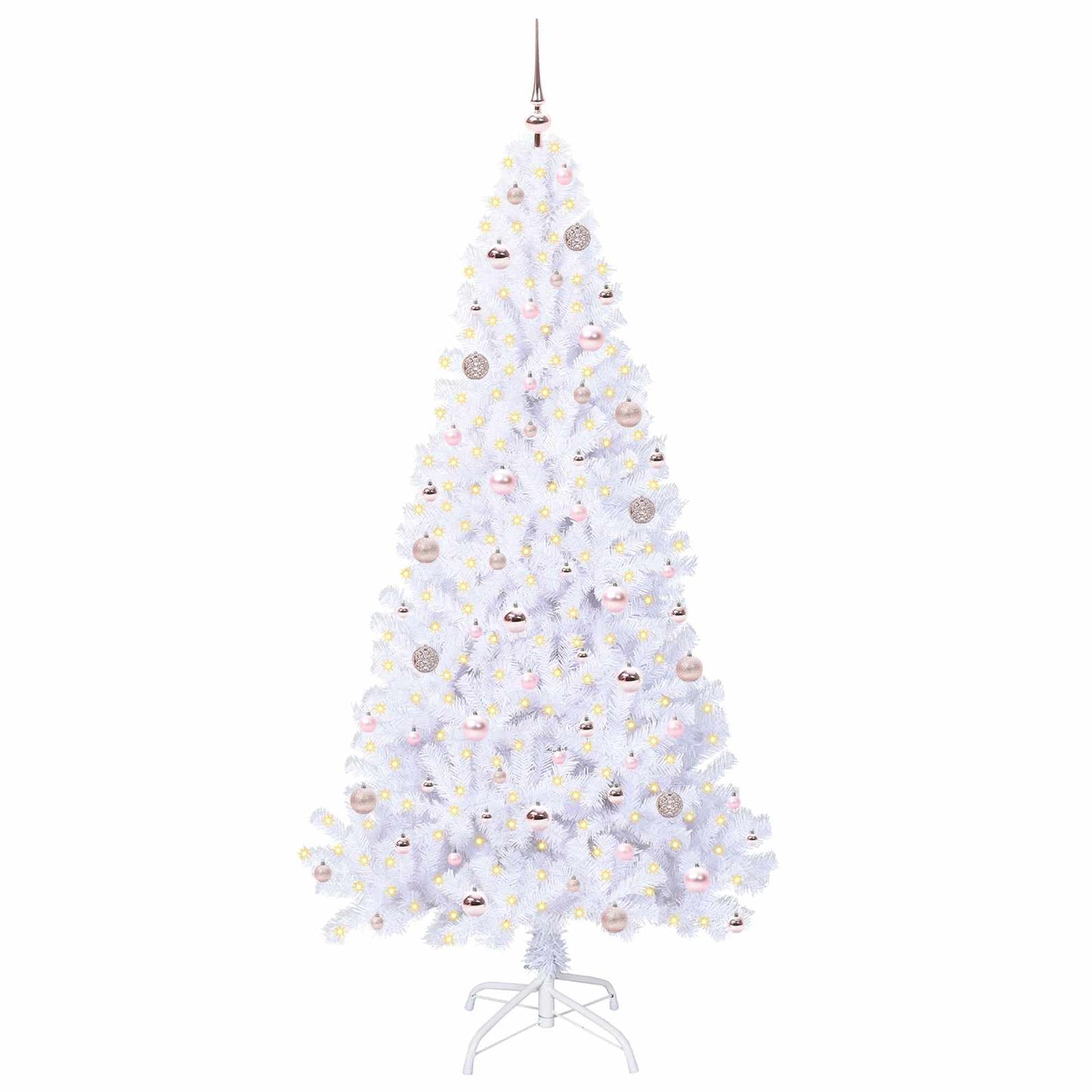 Mű karácsonyfa 300 LED-del állvánnyal Fehér 210 cm PVC és Acél