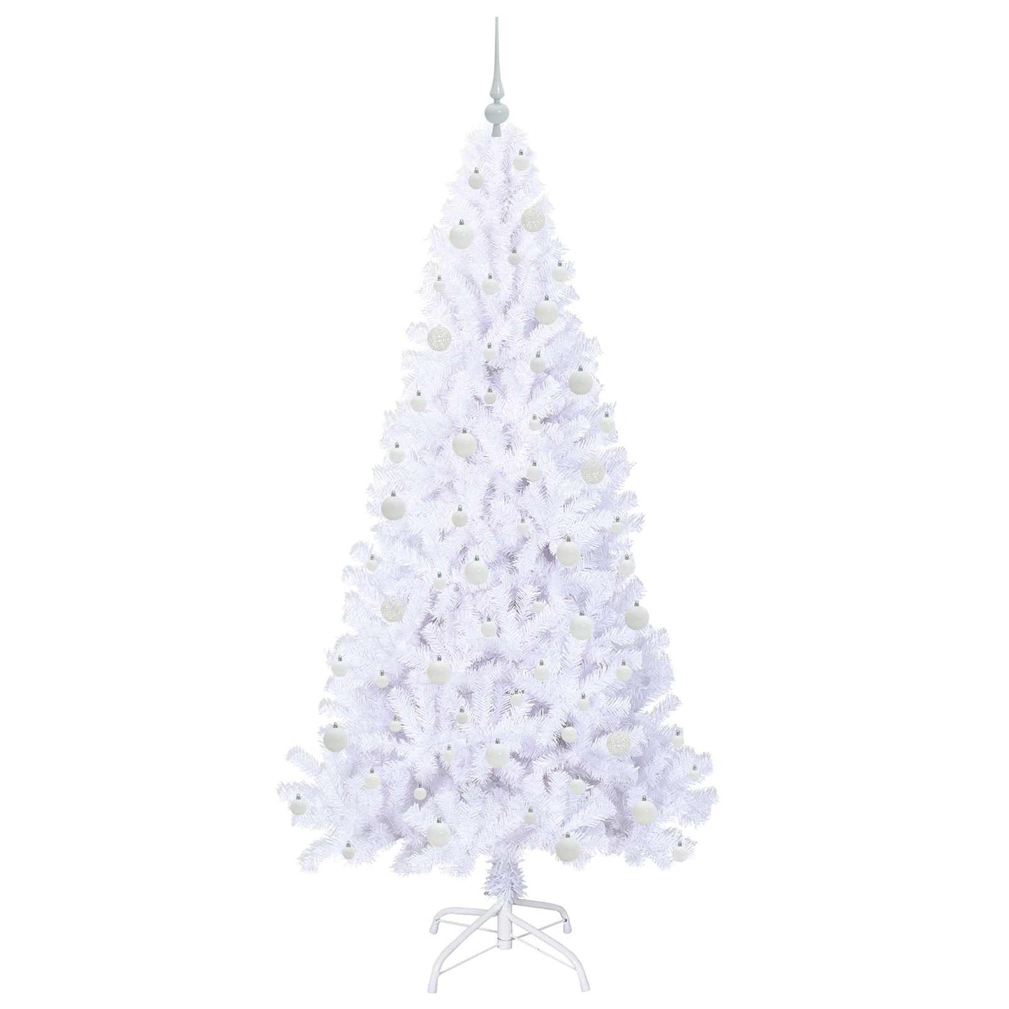 Mű karácsonyfa 300 LED-del állvánnyal Fehér 210 cm PVC és Acél