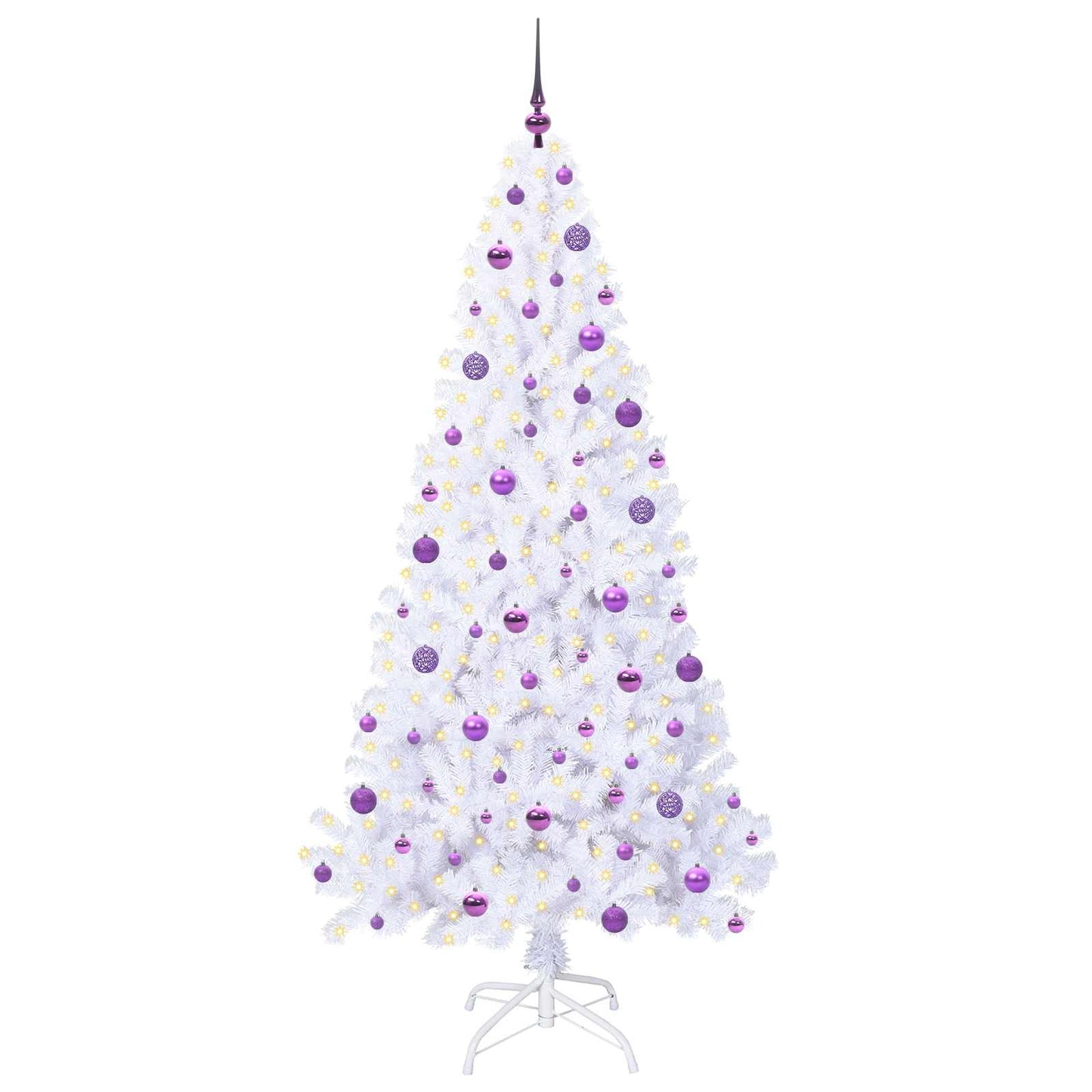 Mű karácsonyfa 300 LED-del állvánnyal Fehér 210 cm PVC és Acél