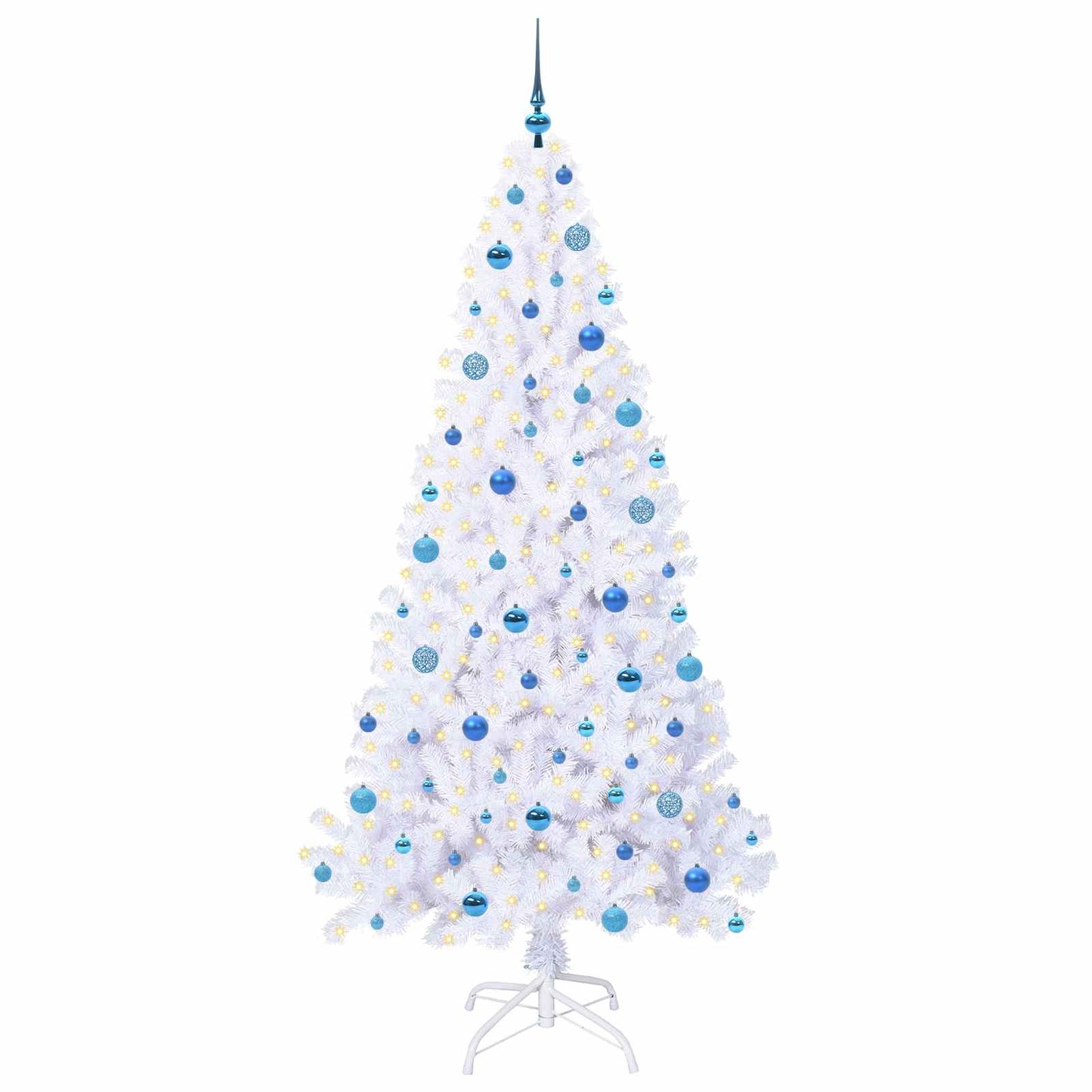 Mű karácsonyfa 300 LED-del állvánnyal Fehér 210 cm PVC és Acél