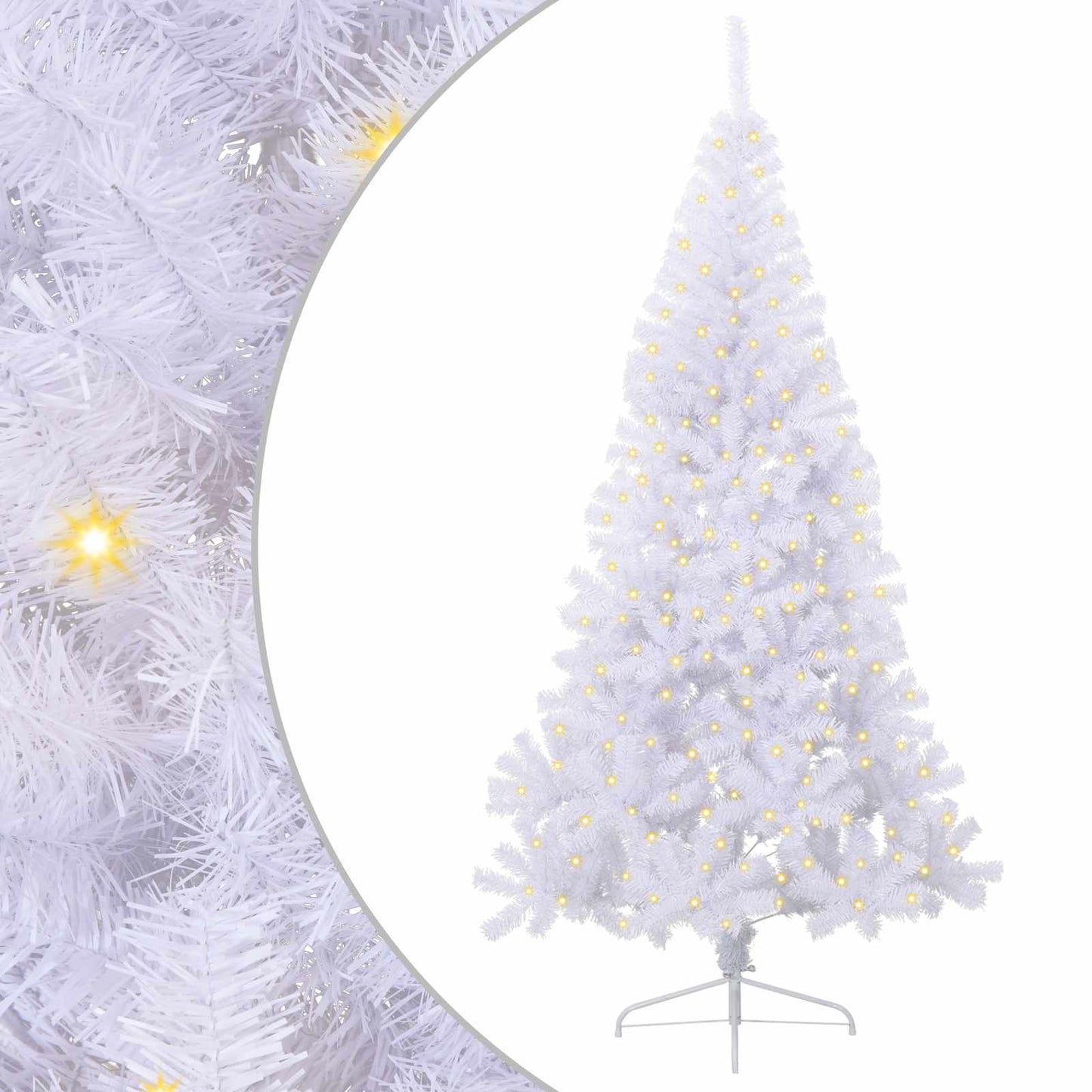Mű karácsonyfa 300 LED-del állvánnyal Fehér 240 cm PVC és Acél