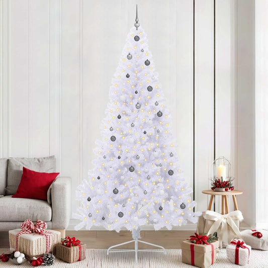 Mű karácsonyfa 300 LED-del állvánnyal Fehér 240 cm PVC és Acél