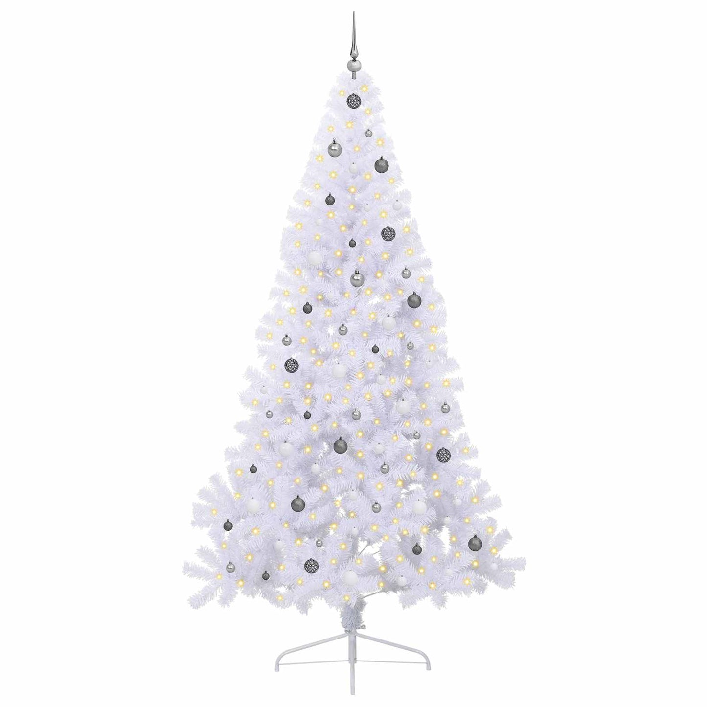 Mű karácsonyfa 300 LED-del állvánnyal Fehér 240 cm PVC és Acél