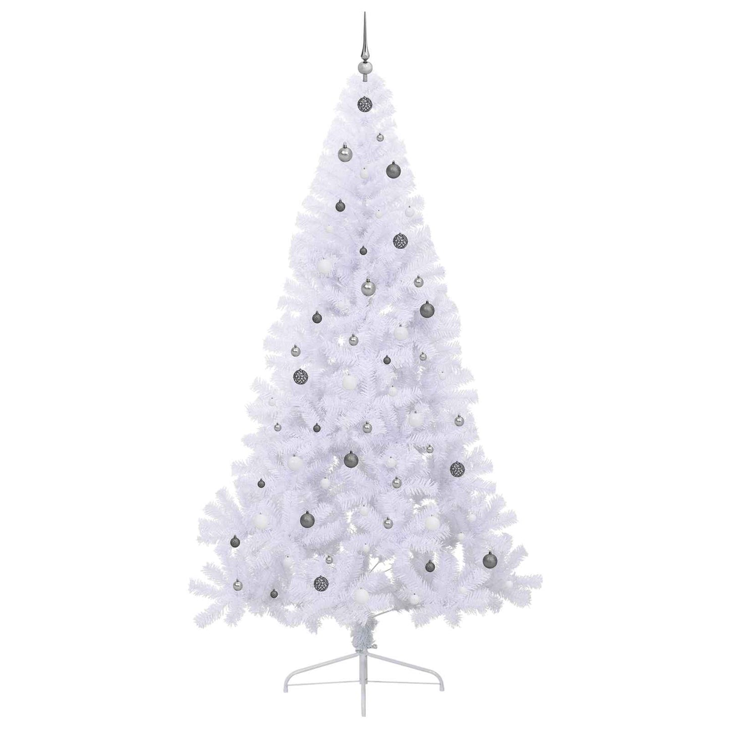 Mű karácsonyfa 300 LED-del állvánnyal Fehér 240 cm PVC és Acél