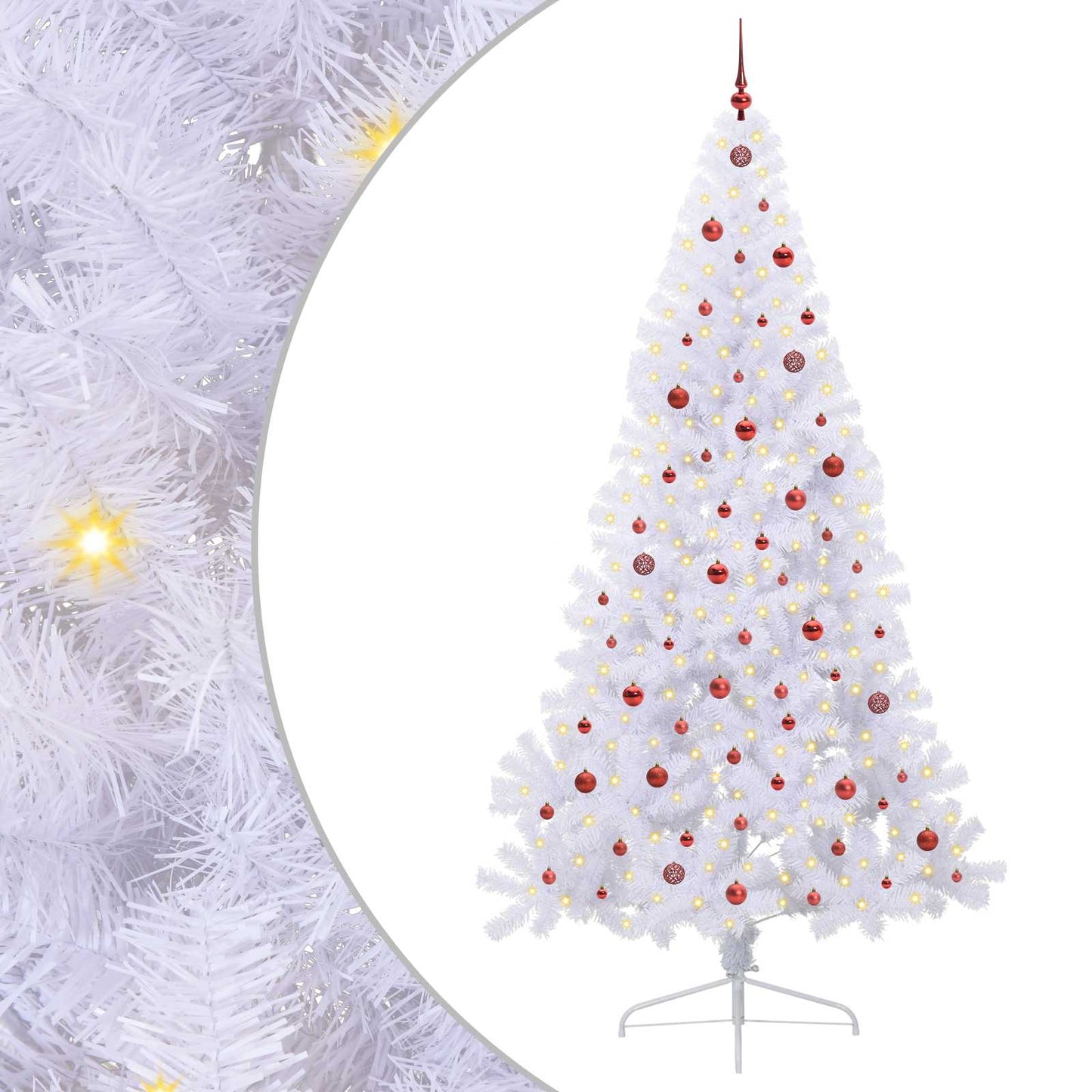 Mű karácsonyfa 300 LED-del állvánnyal Fehér 240 cm PVC és Acél