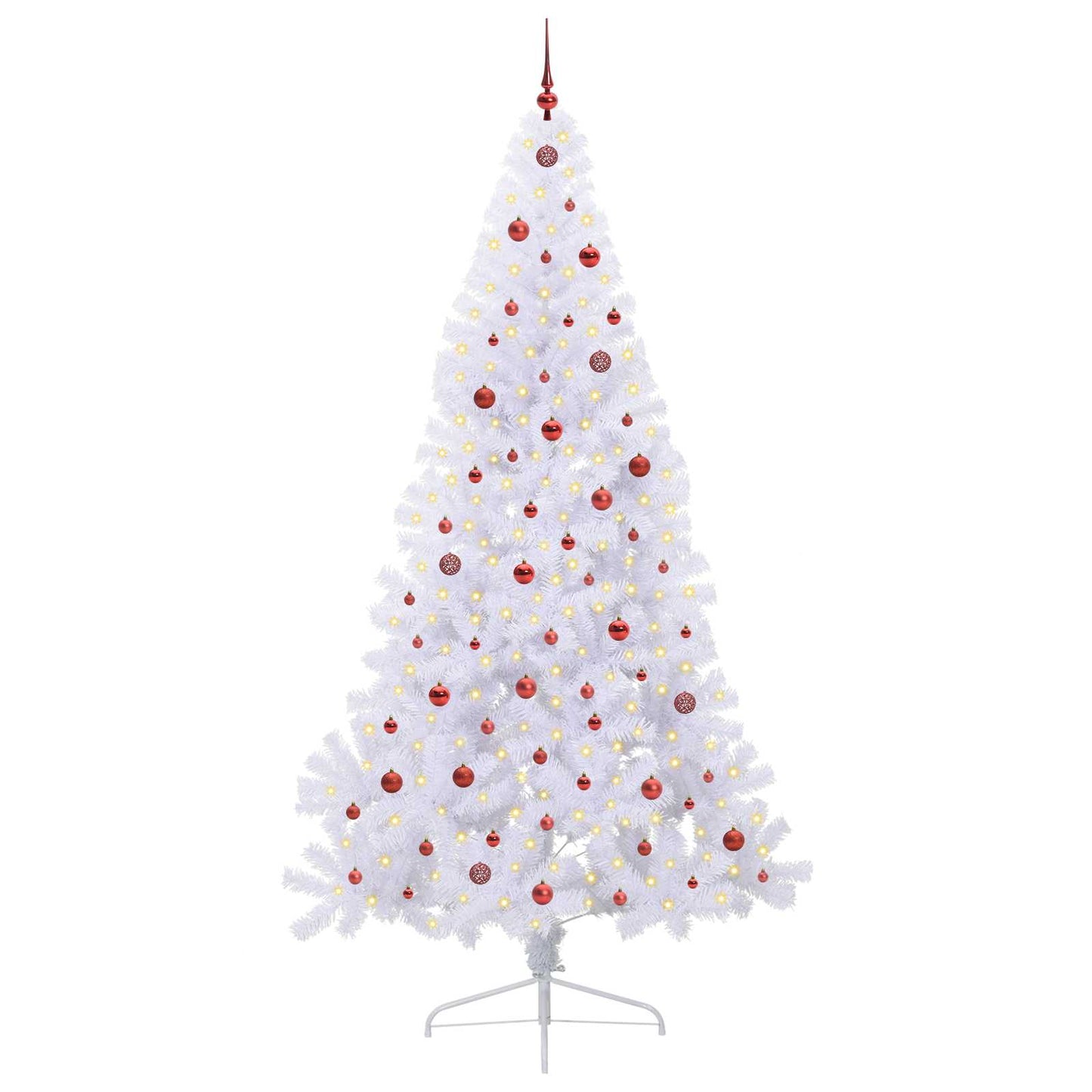 Mű karácsonyfa 300 LED-del állvánnyal Fehér 240 cm PVC és Acél