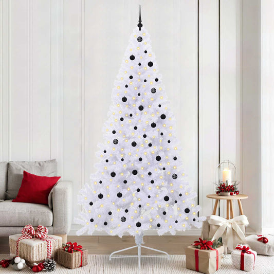 Mű karácsonyfa 300 LED-del állvánnyal Fehér 240 cm PVC és Acél