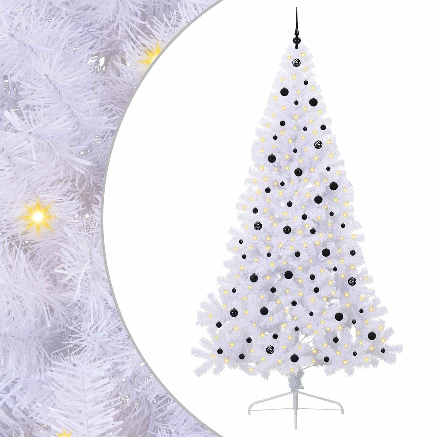Mű karácsonyfa 300 LED-del állvánnyal Fehér 240 cm PVC és Acél