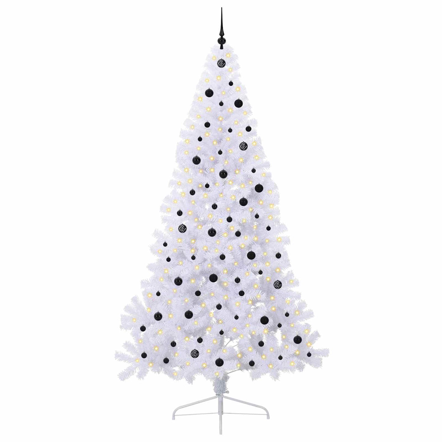 Mű karácsonyfa 300 LED-del állvánnyal Fehér 240 cm PVC és Acél
