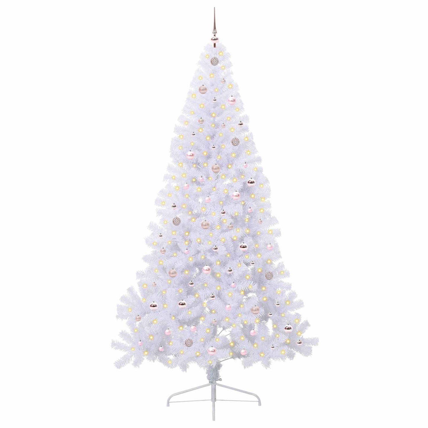 Mű karácsonyfa 300 LED-del állvánnyal Fehér 240 cm PVC és Acél