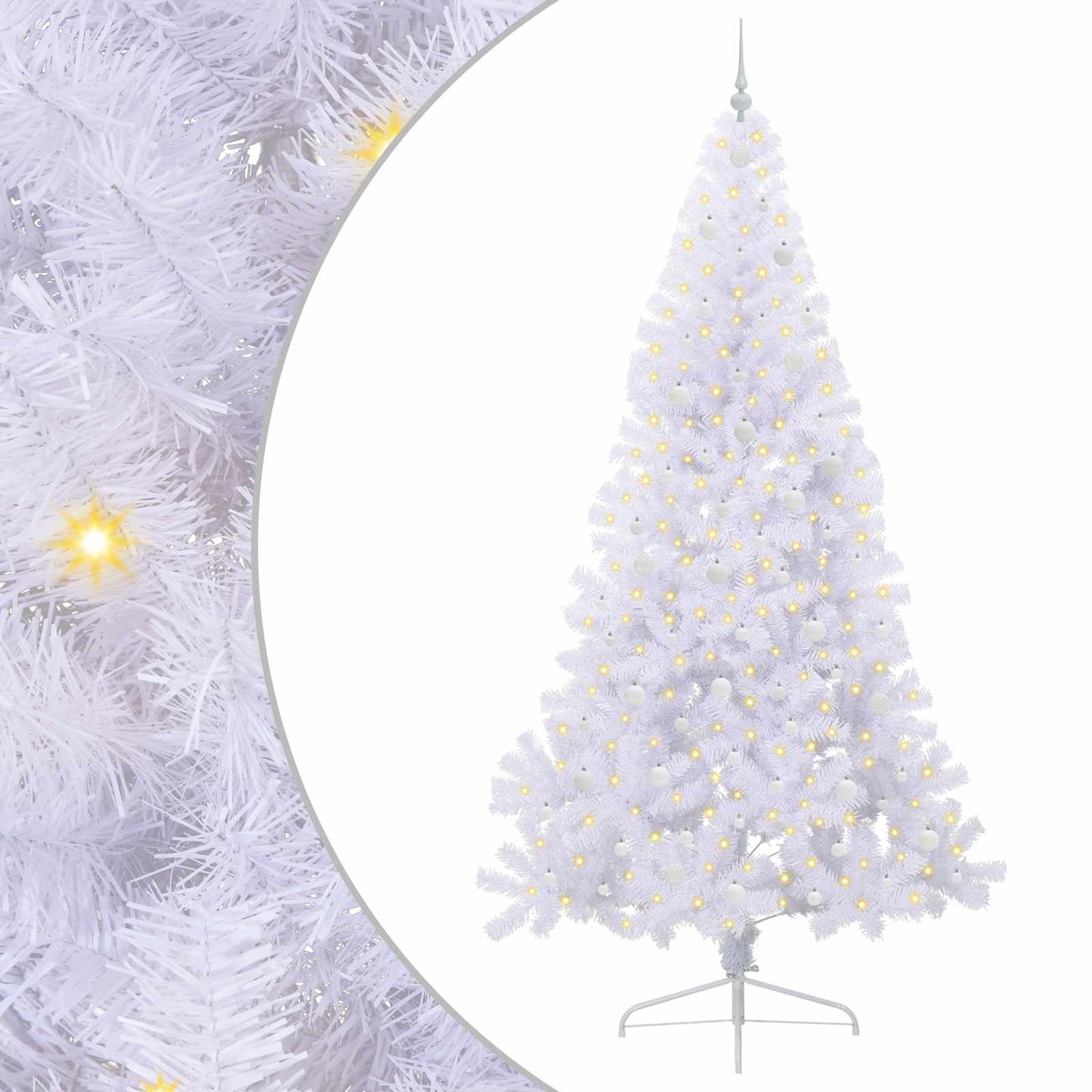 Mű karácsonyfa 300 LED-del állvánnyal Fehér 240 cm PVC és Acél