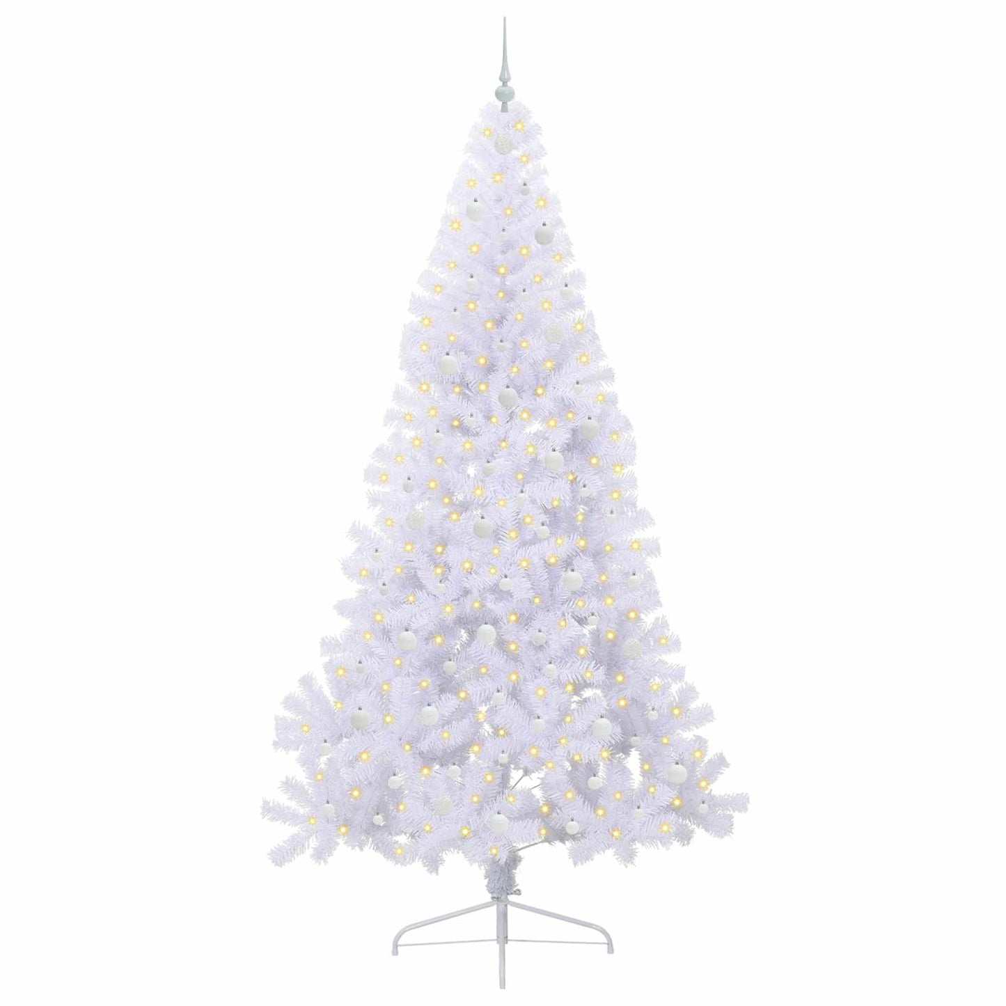 Mű karácsonyfa 300 LED-del állvánnyal Fehér 240 cm PVC és Acél