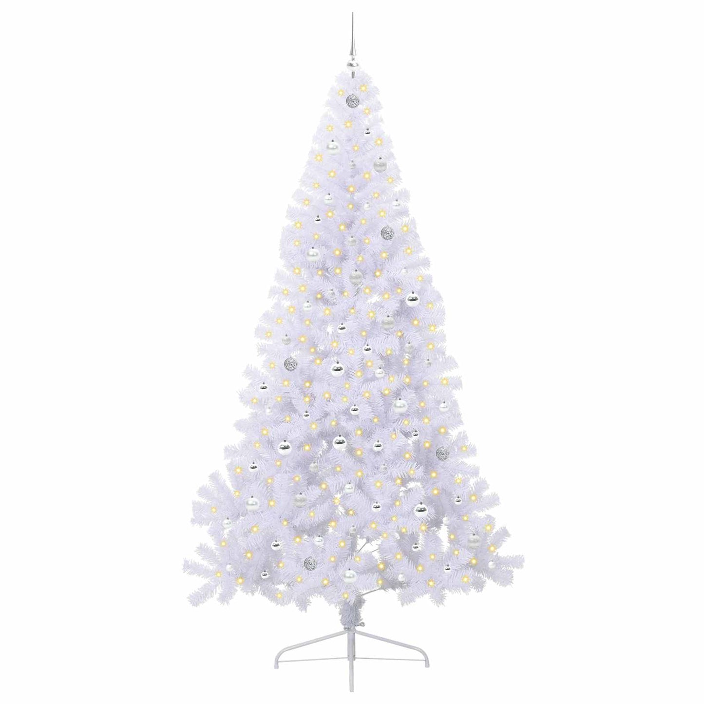 Mű karácsonyfa 300 LED-del állvánnyal Fehér 240 cm PVC és Acél