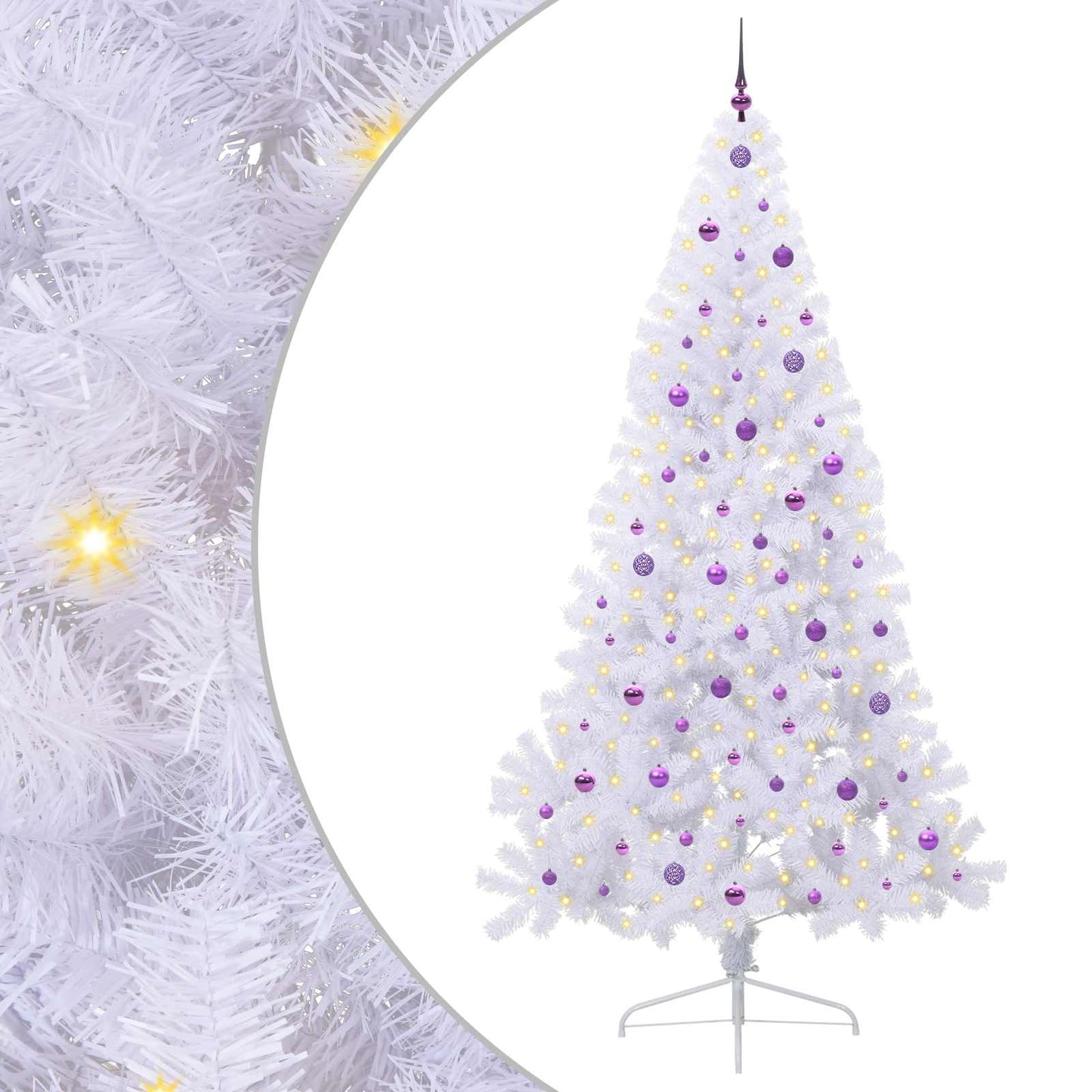 Mű karácsonyfa 300 LED-del állvánnyal Fehér 240 cm PVC és Acél