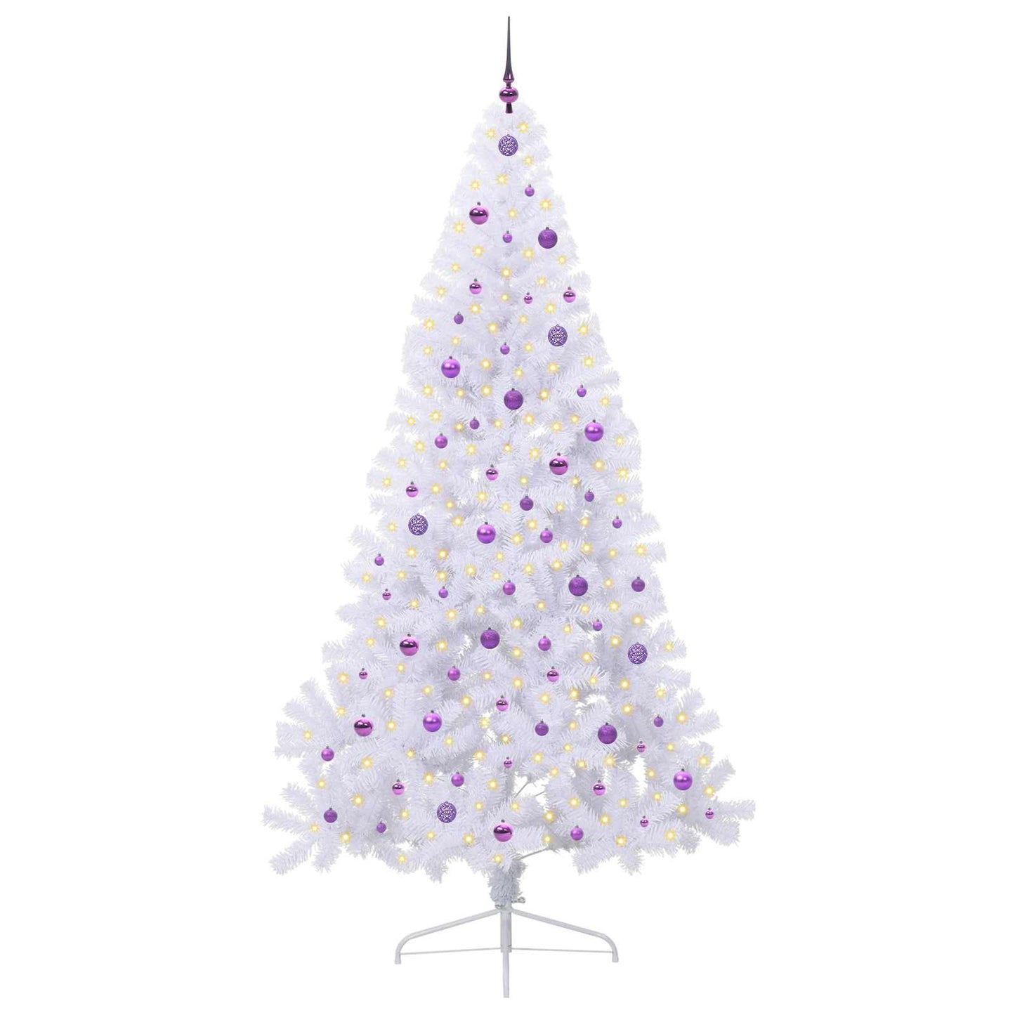 Mű karácsonyfa 300 LED-del állvánnyal Fehér 240 cm PVC és Acél