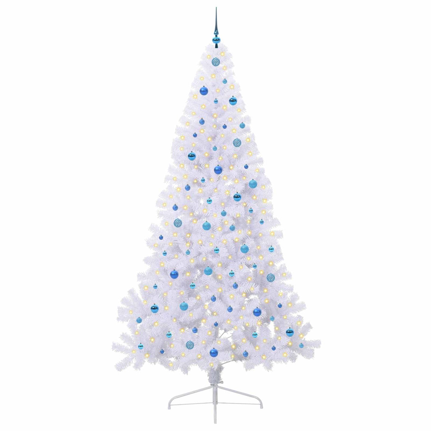 Mű karácsonyfa 300 LED-del állvánnyal Fehér 240 cm PVC és Acél