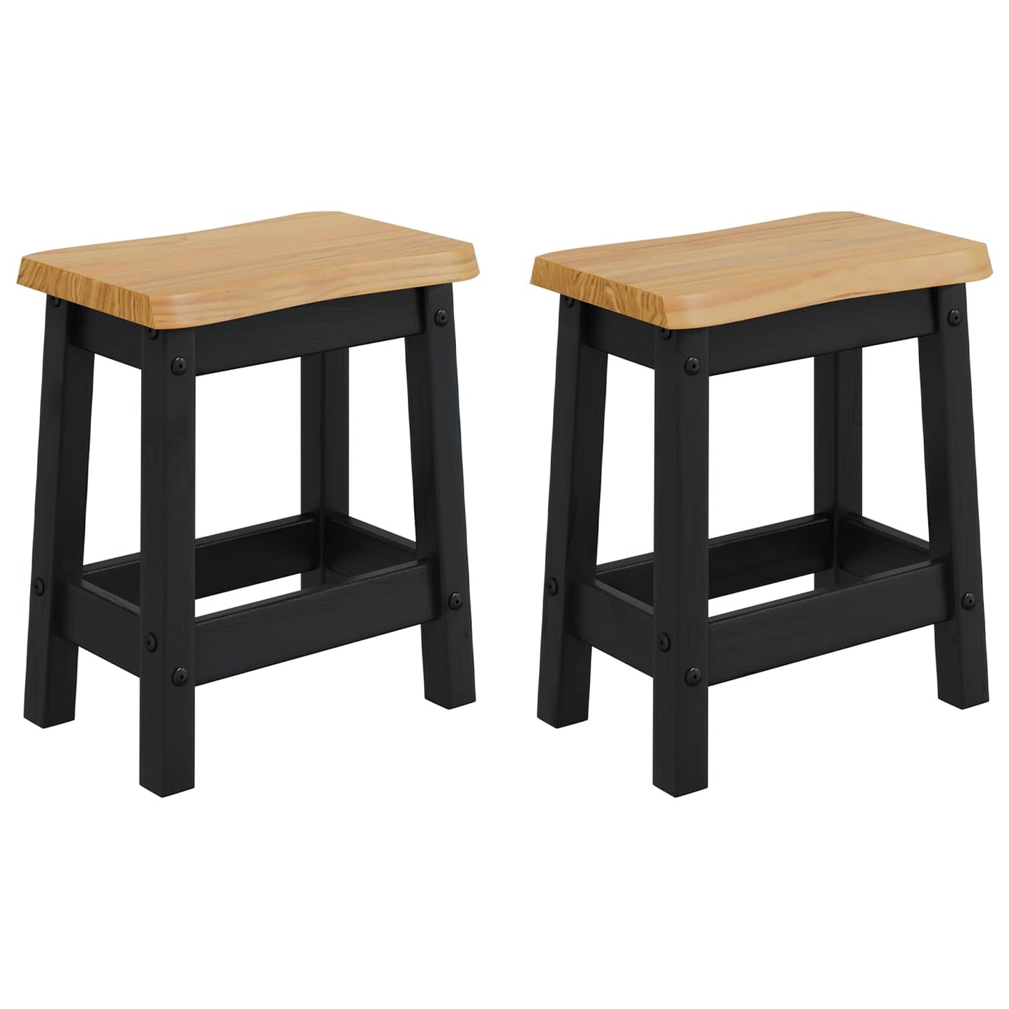 Bárszék EKAI 2 pcs Fekete 40 x 29 x 45,5 cm Tömör Fenyőfa