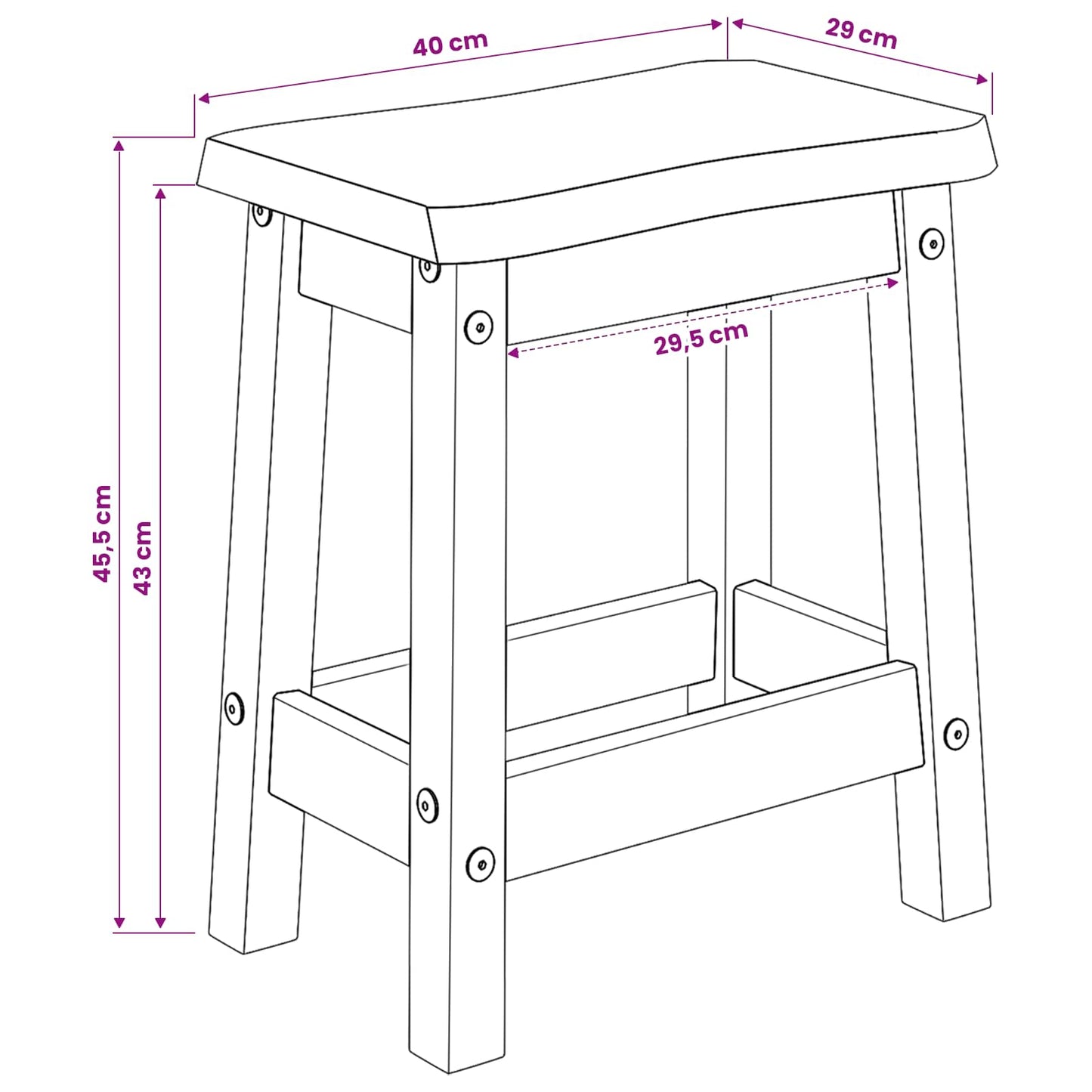 Bárszék EKAI 2 pcs Fehér 40 x 29 x 45,5 cm Tömör Fenyőfa