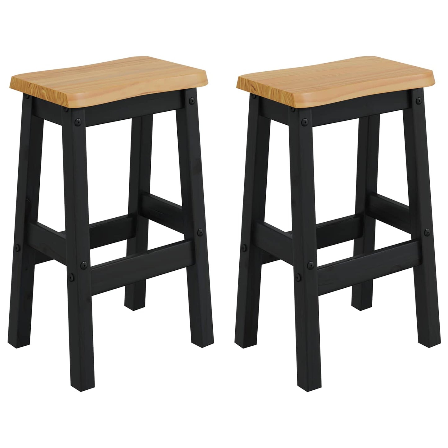 Magas Bárszék EKAI 2 pcs Fekete 40 x 29 x 63 cm Tömör Fenyőfa