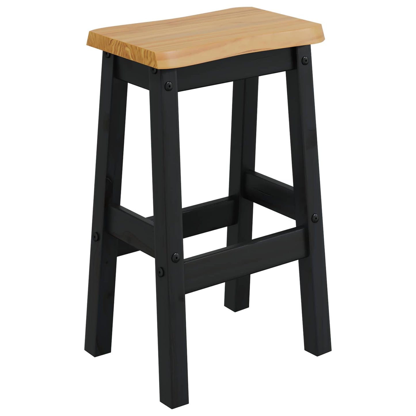 Magas Bárszék EKAI 2 pcs Fekete 40 x 29 x 63 cm Tömör Fenyőfa