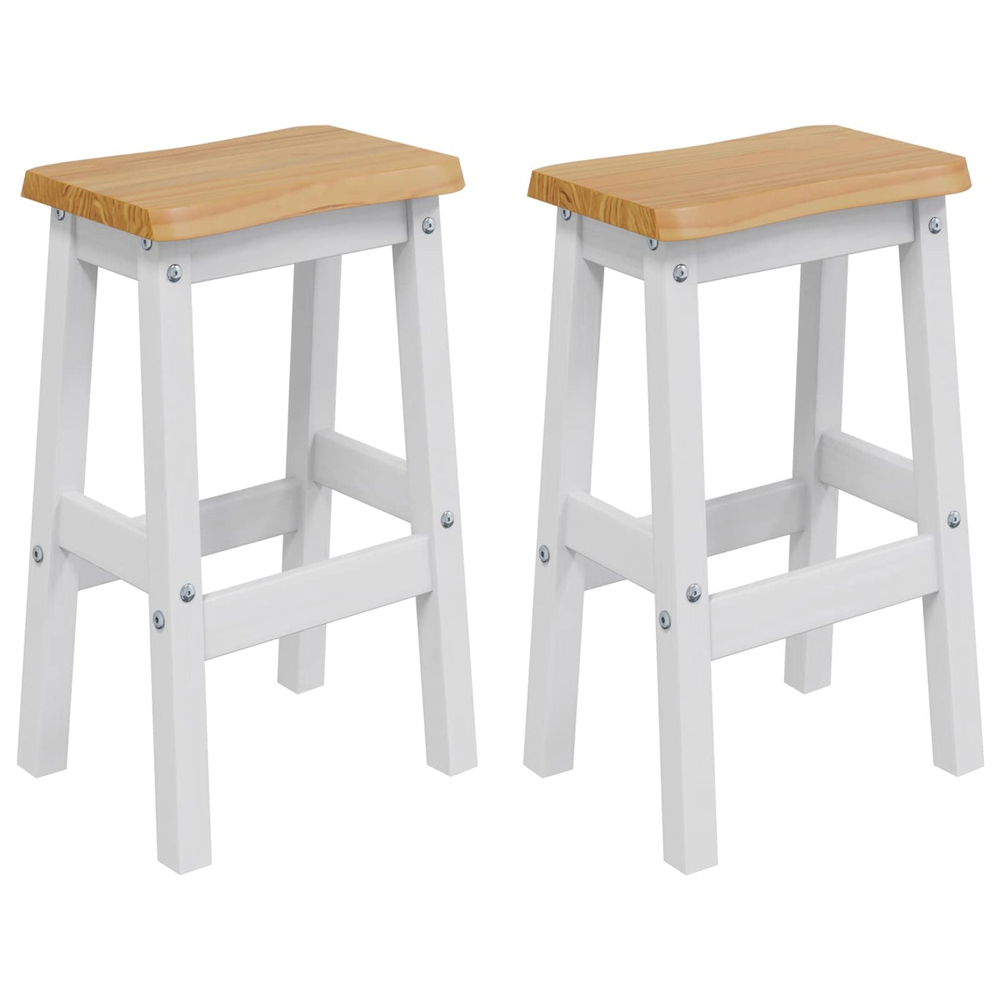 Magas Bárszék EKAI 2 pcs Fehér 40 x 29 x 63 cm Tömör Fenyőfa
