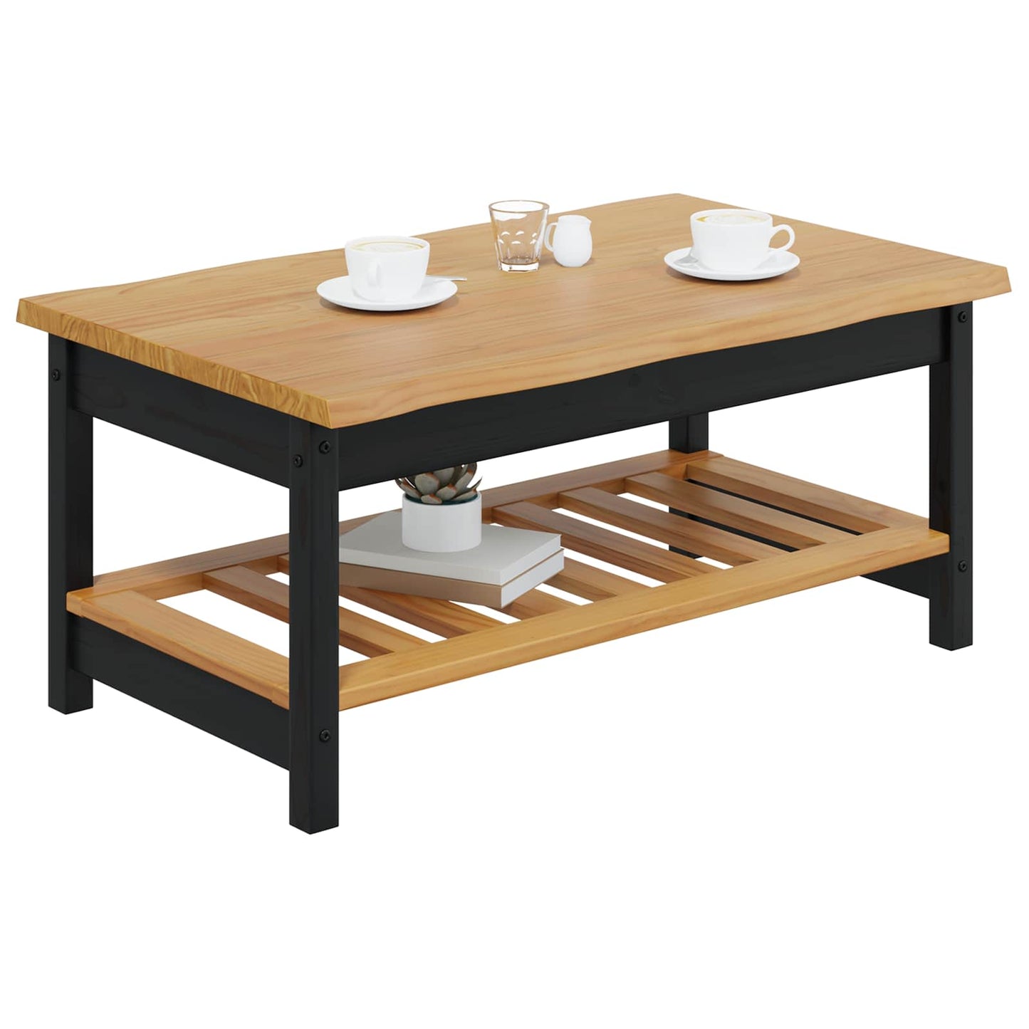 Dohányzóasztal EKAI Fekete 100 x 60 x 45,5 cm Tömör Fenyőfa