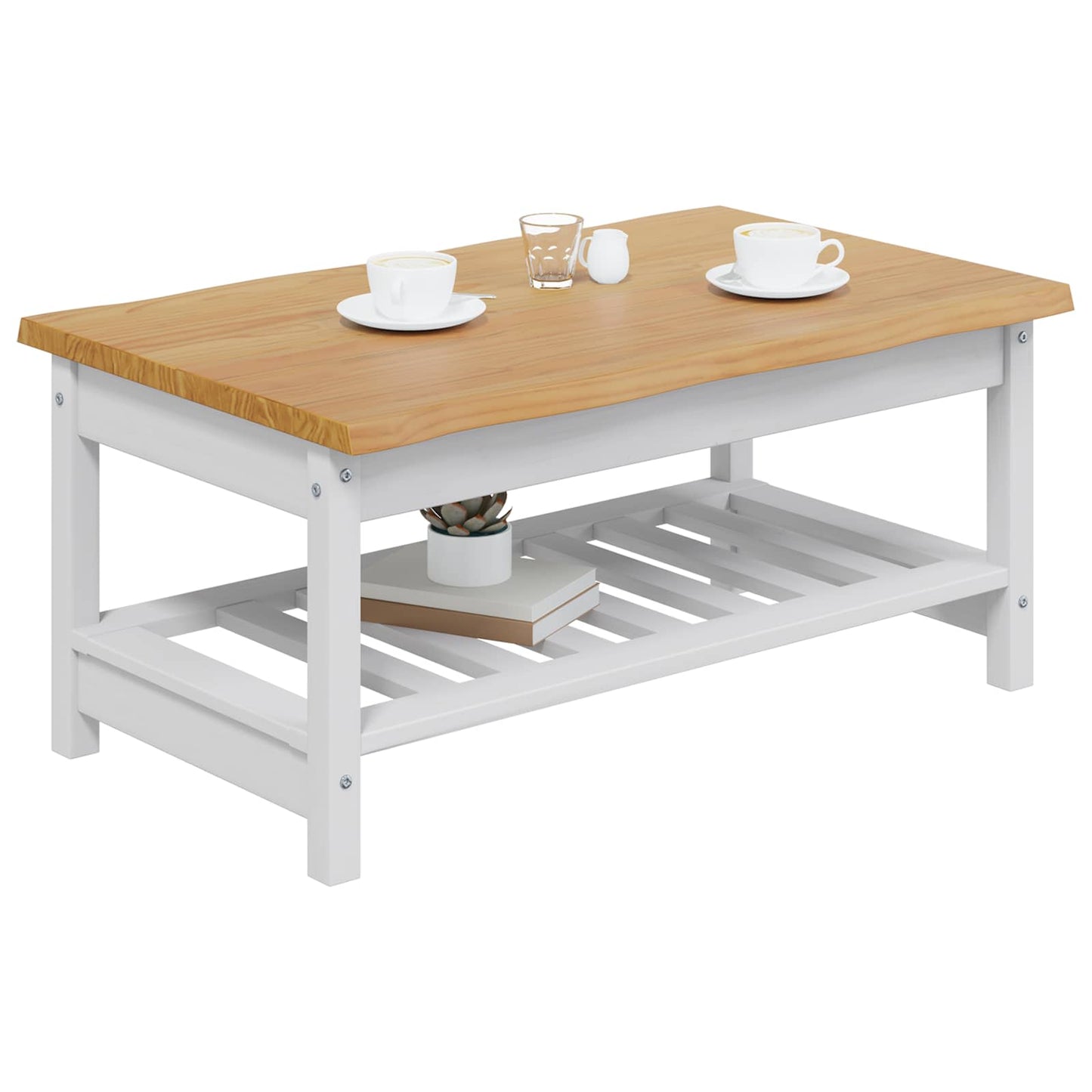 Dohányzóasztal EKAI Fehér 100 x 60 x 45,5 cm Tömör Fenyőfa