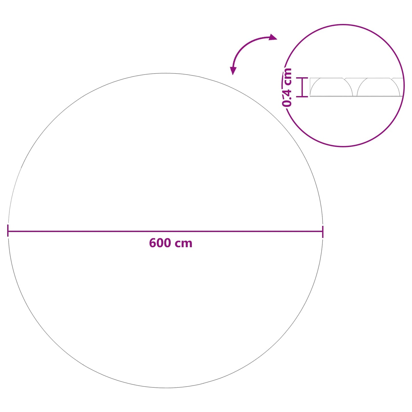 Napenergia Medence Fedél Ø 600 cm 110 μm Kerek PE Fekete