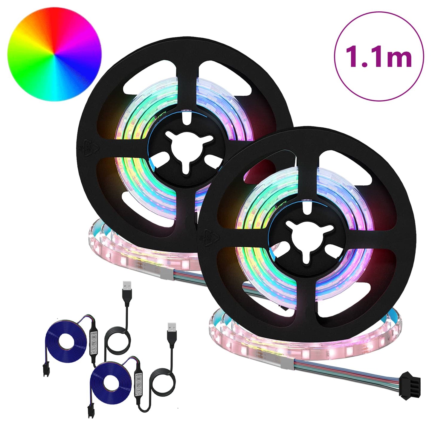 LED szalag 2 pcs Fekete és Átlátszó 550 mm Réz és műanyag
