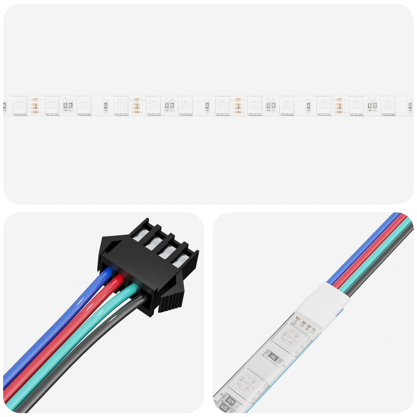LED szalag 2 pcs Fekete és Átlátszó 1300 mm Réz és műanyag