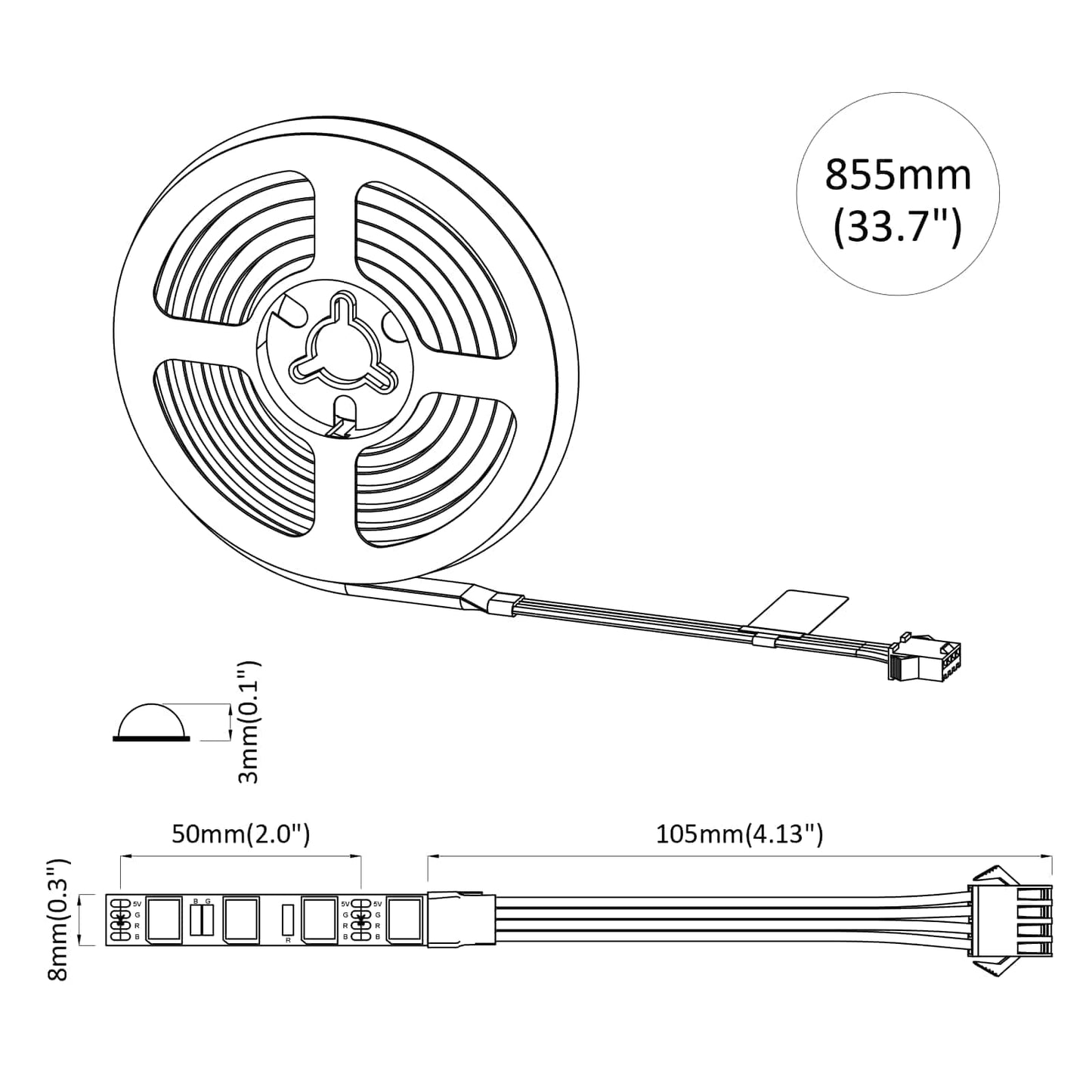 LED szalag 2 pcs Fekete és Átlátszó 750 mm Réz és műanyag
