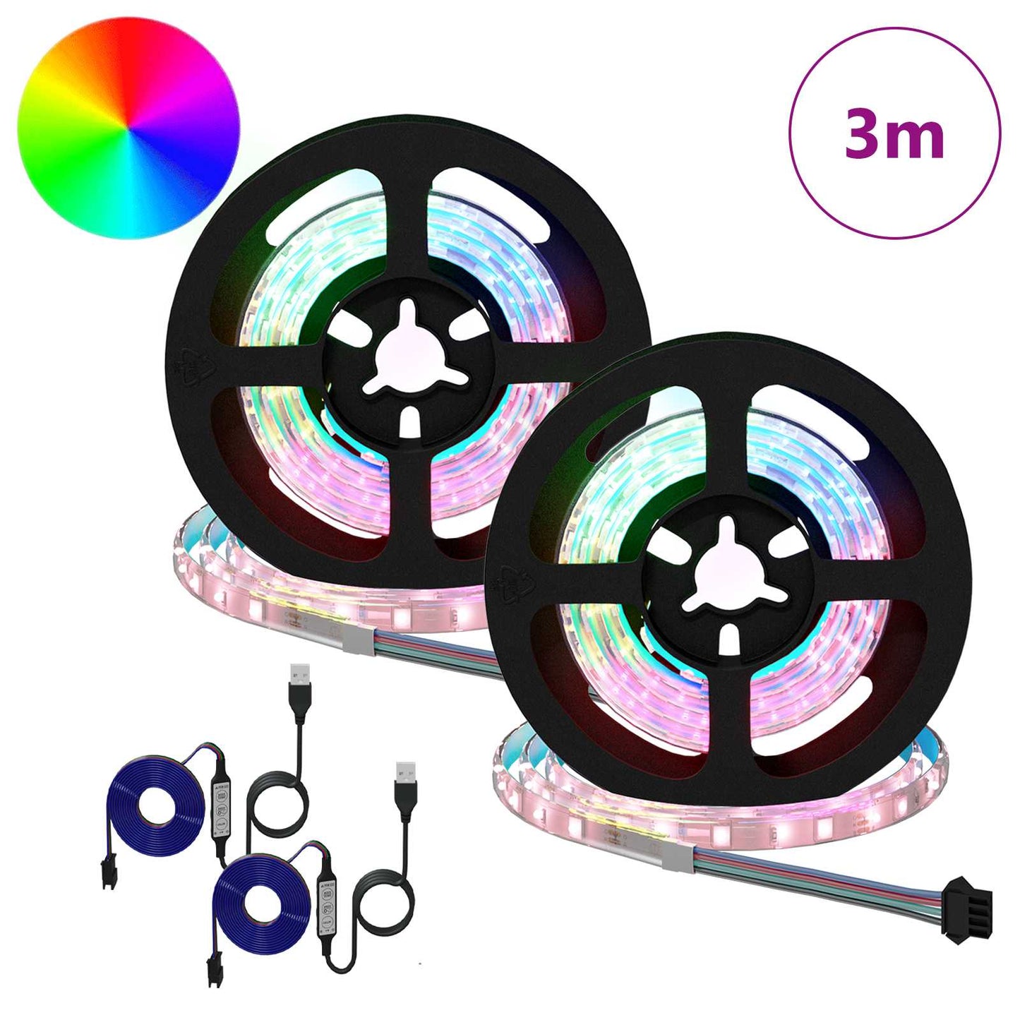 LED szalag 2 pcs Fekete és Átlátszó 750 mm Réz és műanyag