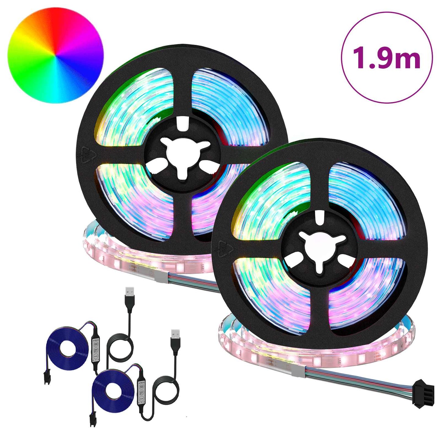 LED szalag 2 pcs Fekete és Átlátszó 950 mm Réz és műanyag