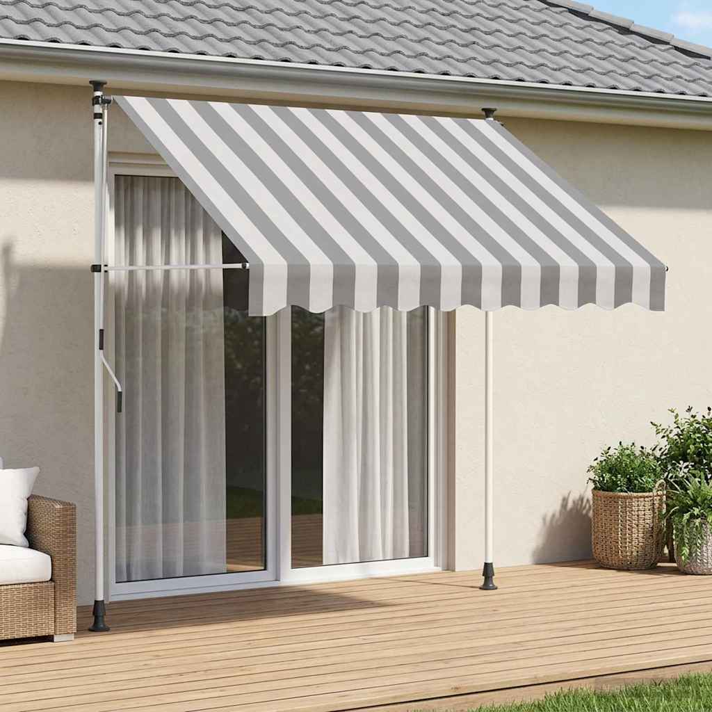 Kézi Retraktálható Napernyő Antracit és Fehér 350 cm