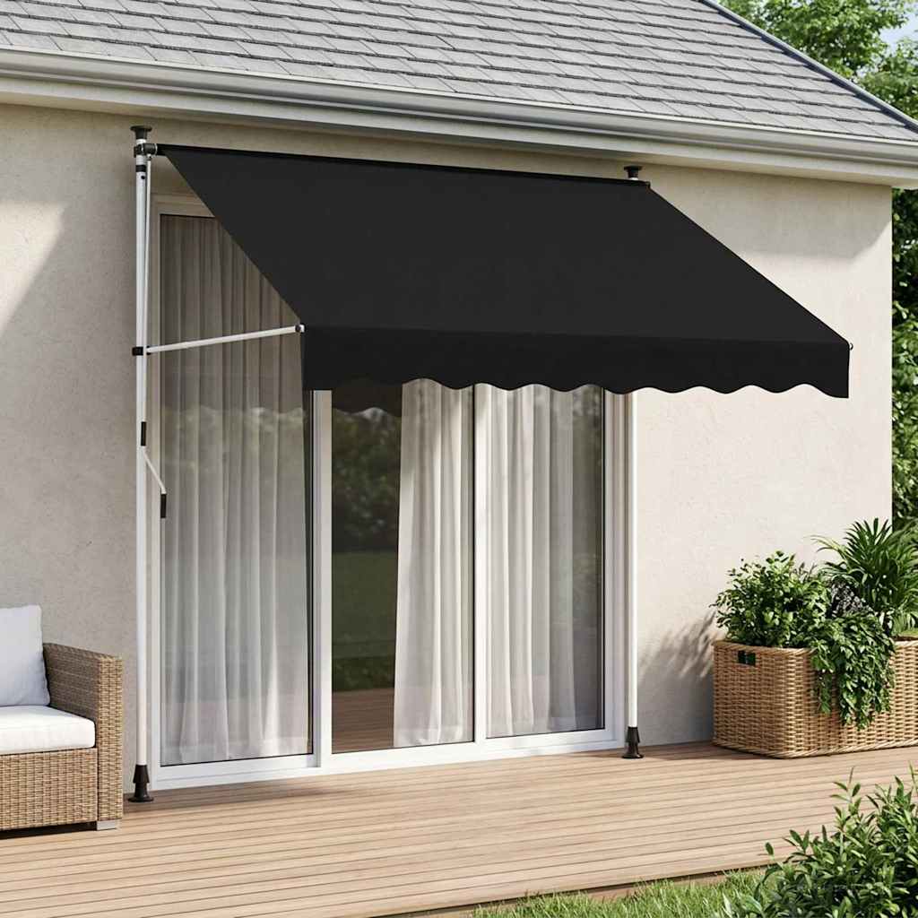 Kézi Retraktálható Napernyő Fekete 350 cm