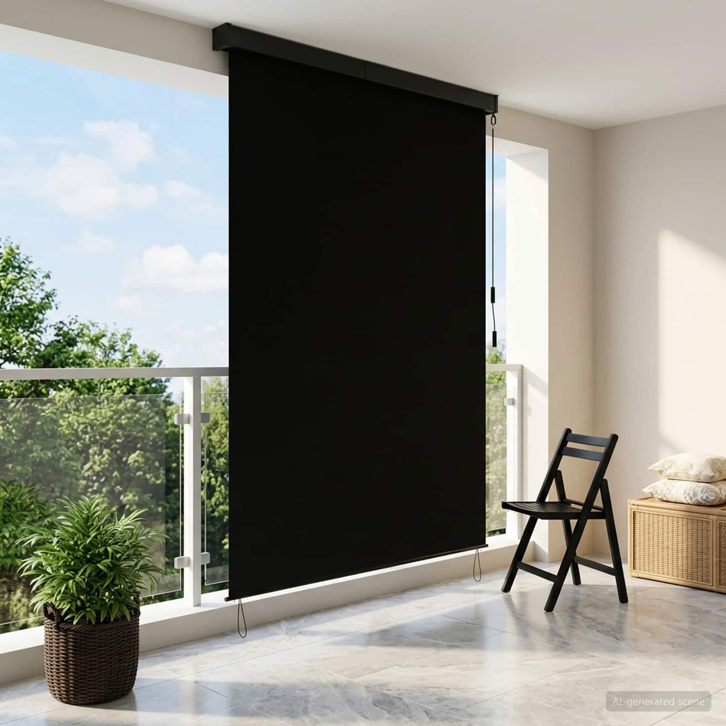 Roletta Fekete 60 x 250 cm Szövet és Alumínium