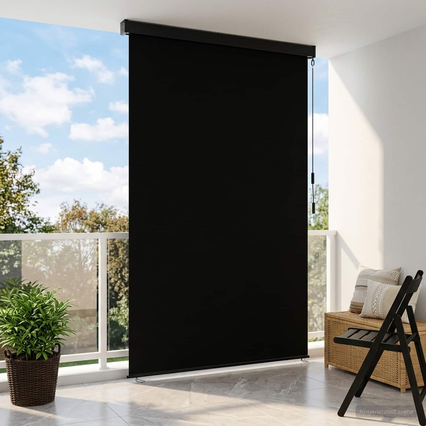 Roletta Fekete 80 x 250 cm Szövet és Alumínium