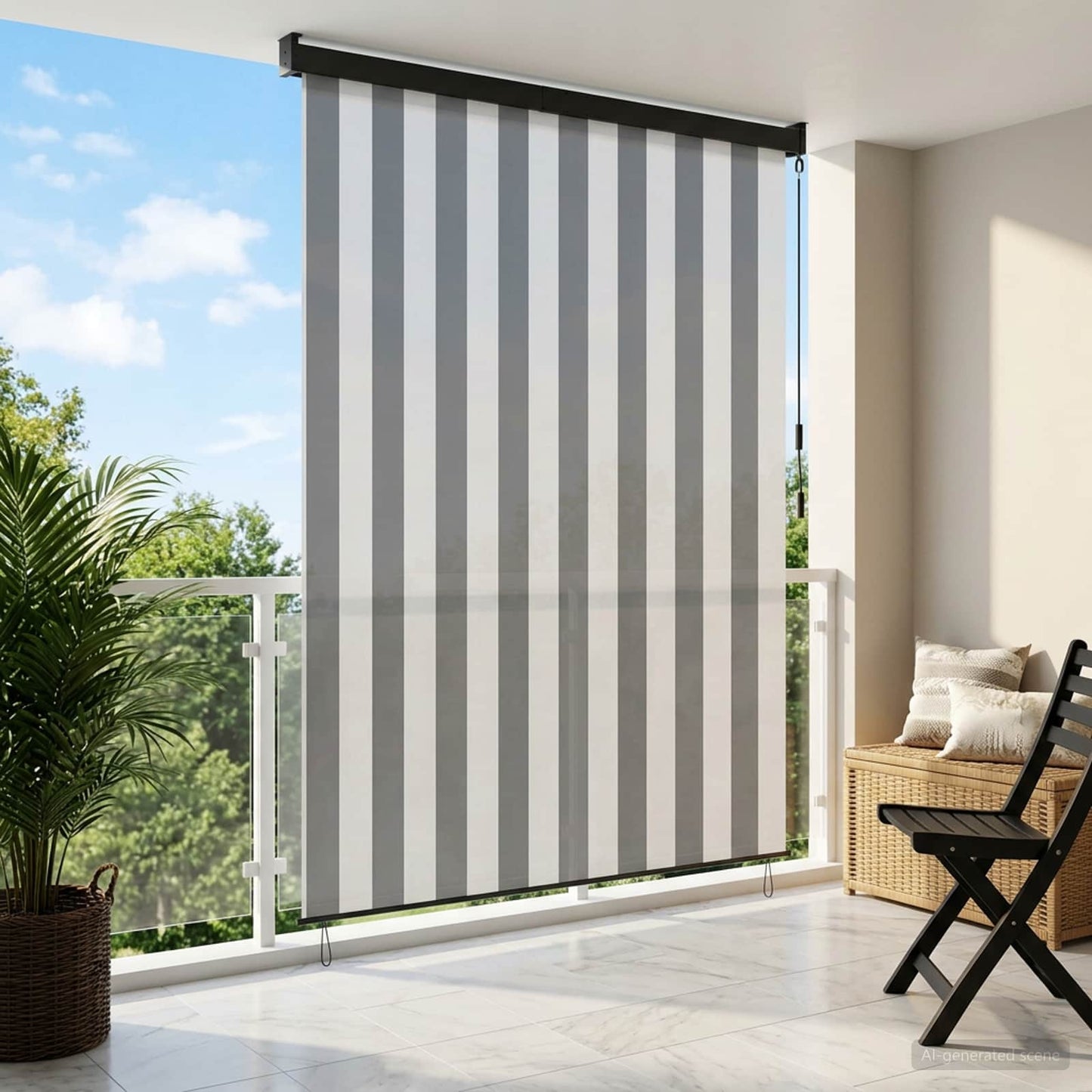 Roletta Antracit és Fehér 80 x 250 cm Szövet és Alumínium